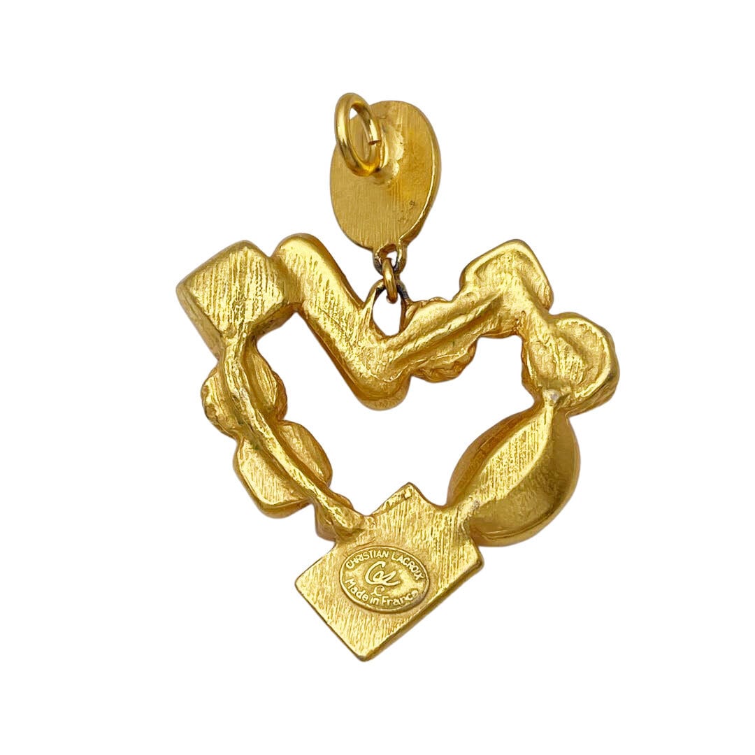クリスチャンラクロワ ヴィンテージ 超大ぶり ハート ブローチ
