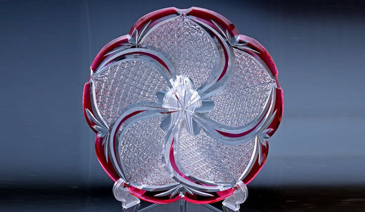 江戸切子 飾り皿・桜(特大) 瀧澤利夫(瀧澤硝子工芸) 作 | 江戸切子