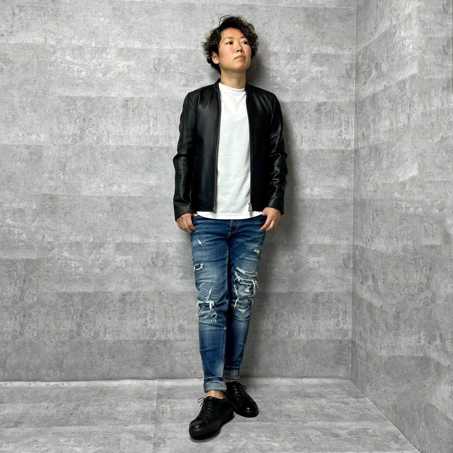 ステュディオス STUDIOUS ラムレザー シングルライダース ジャケット