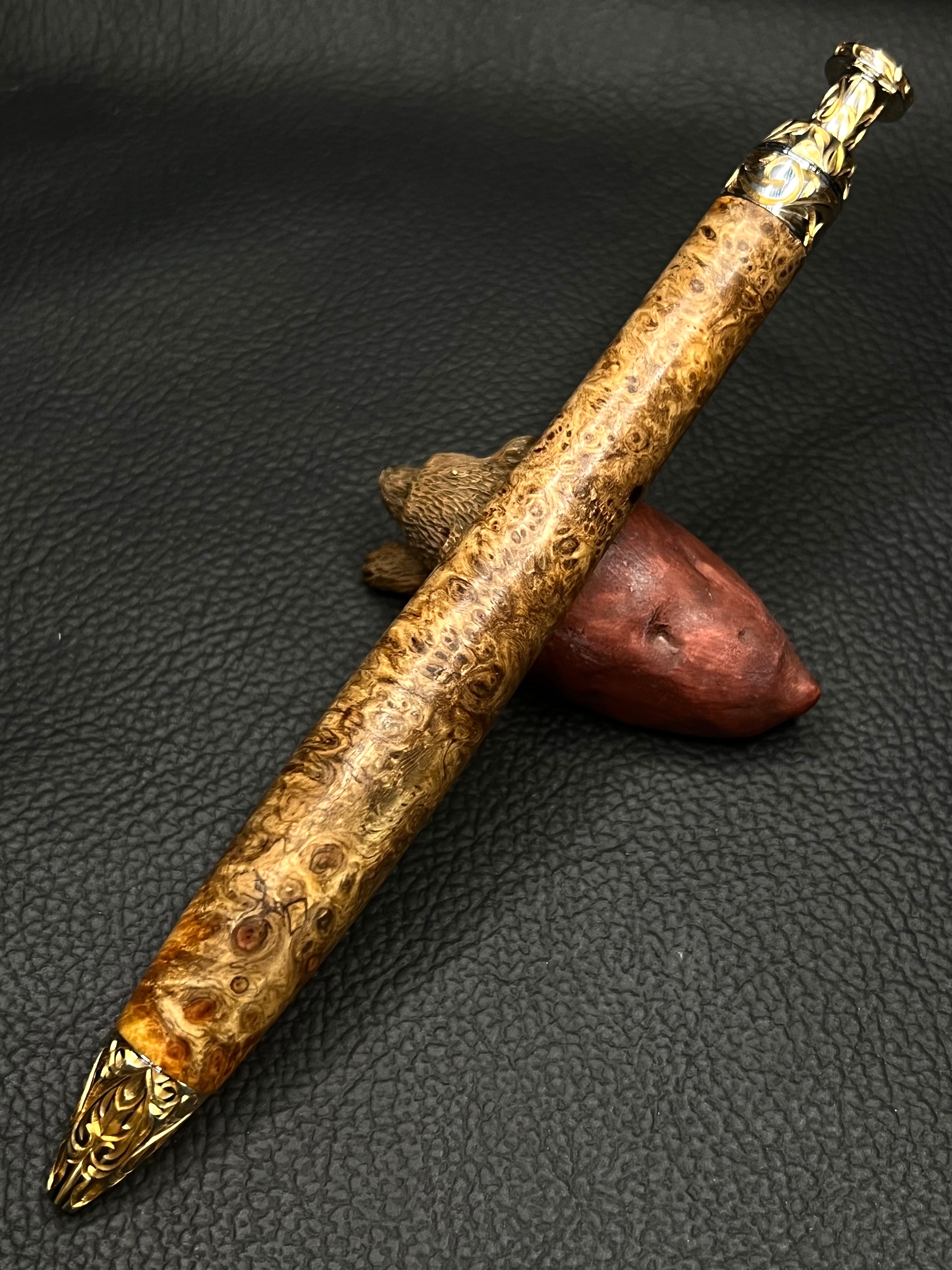 新品 こぶた工房 極上花梨瘤 スタビ 金金具 シャープペンシル0.5 24