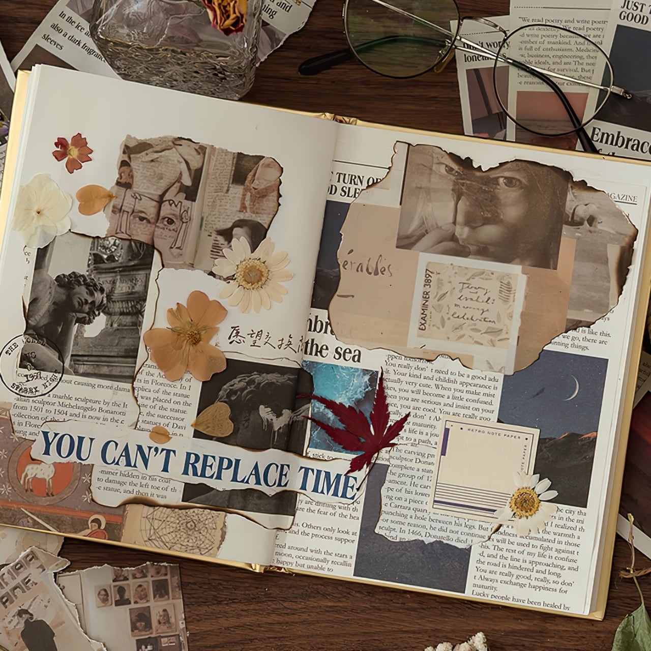 在庫限り】L36 新聞風 素材紙 紙もの 全8種 20枚 大判 レトロ