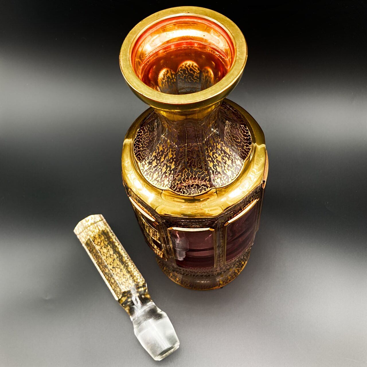 ボヘミア 金彩 デキャンタ グラス セット / ベネチアンガラス 緑