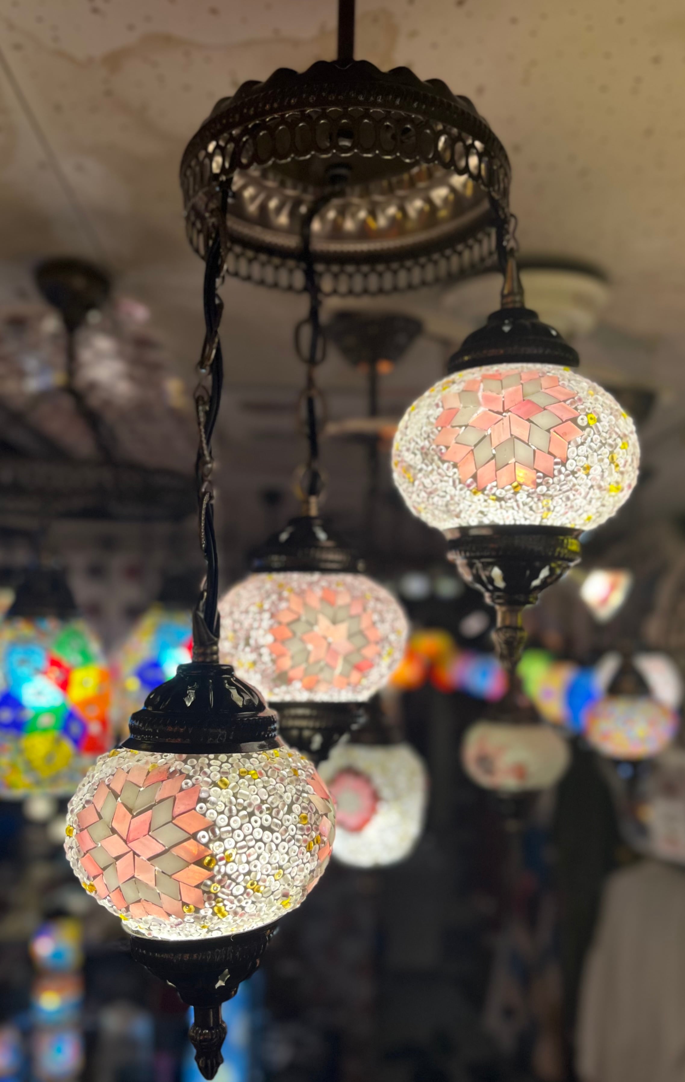 引掛けシーリング用 トルコランプ 職人手作り カラーガラス 吊り下げ