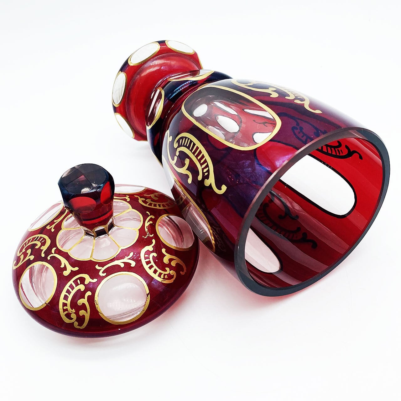 ボヘミアンガラス ボウル キャンディーポット チェコ】bohemian