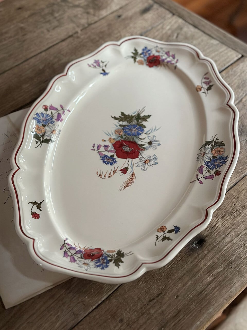 オーバル花リムプレート 大皿 DIGOIN SARREGUEMINES サルグミンヌ