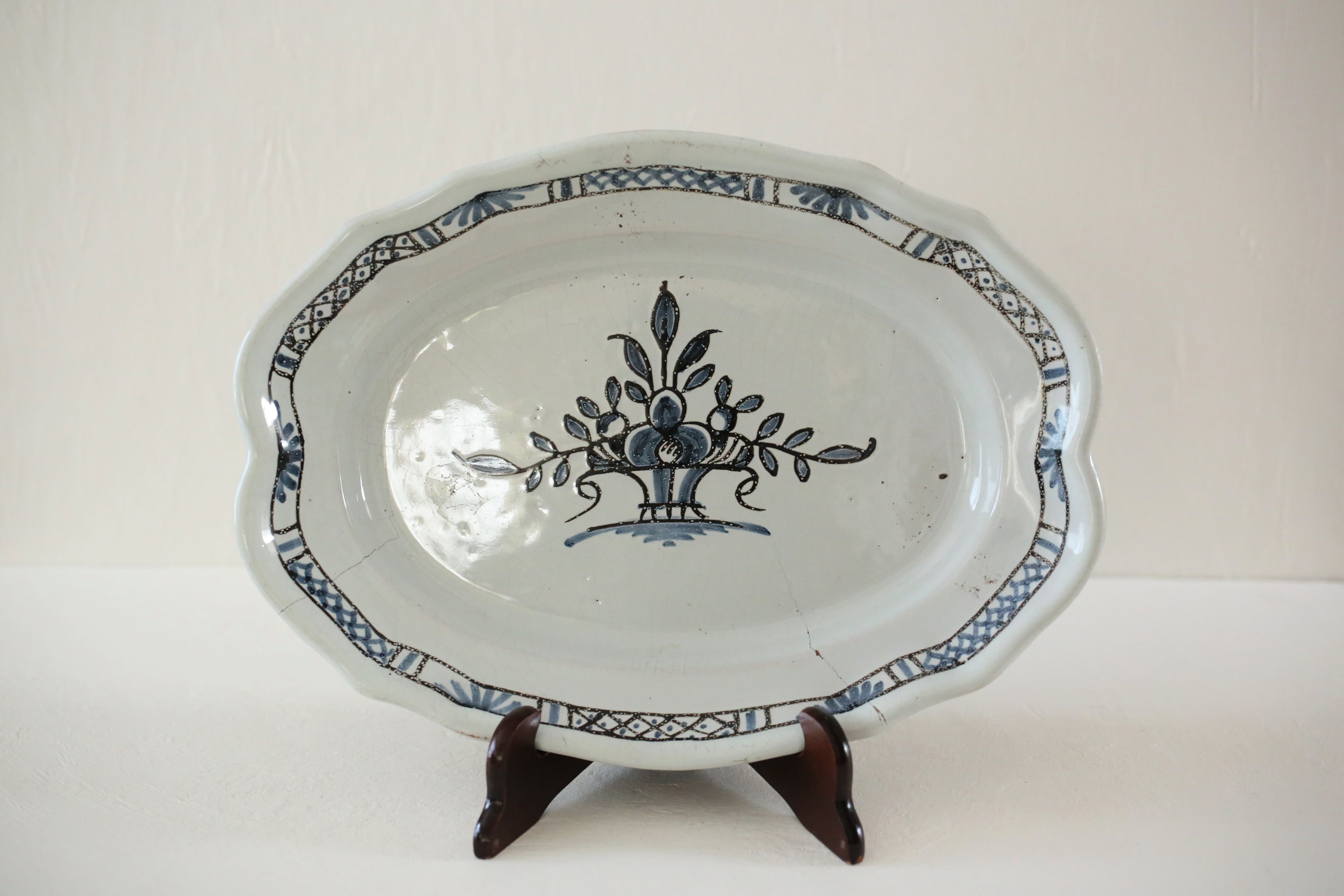 南仏陶器 キュノワールのようなオーバル皿 南仏陶器 キュノワールのような