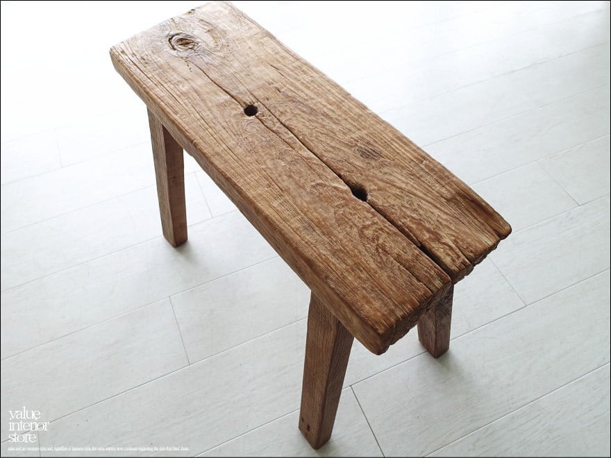 オールドチーク無垢材スツールPN01 ベンチ 椅子 古材家具 一枚板 総