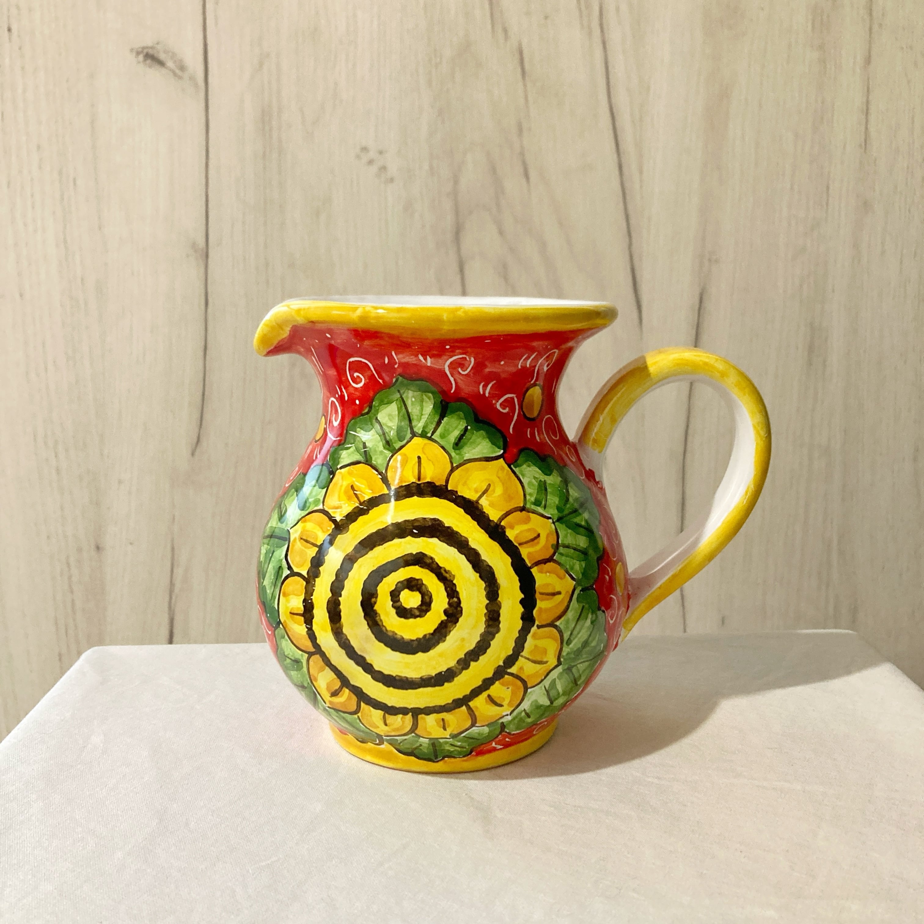 マヨリカ焼き 水差し ジャグ 14cm 600mL BRC004 イタリア陶器 ひまわり