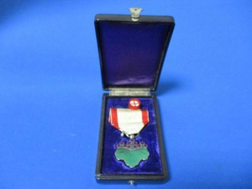 勲章 勲七等青色桐葉章☆1875年（明治8年）～／純銀製／七宝焼／漆塗箱