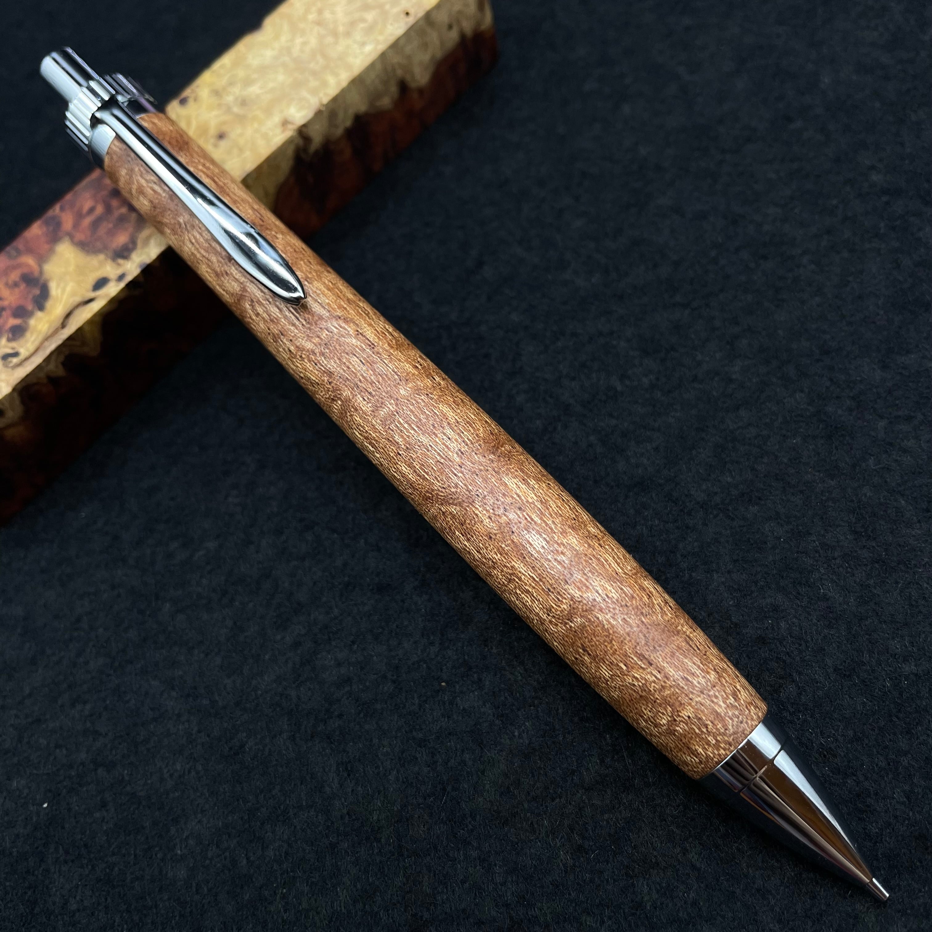 No.35ハンドメイド木軸シャーペンアンボイナバール 富士瘤 Craft 富士