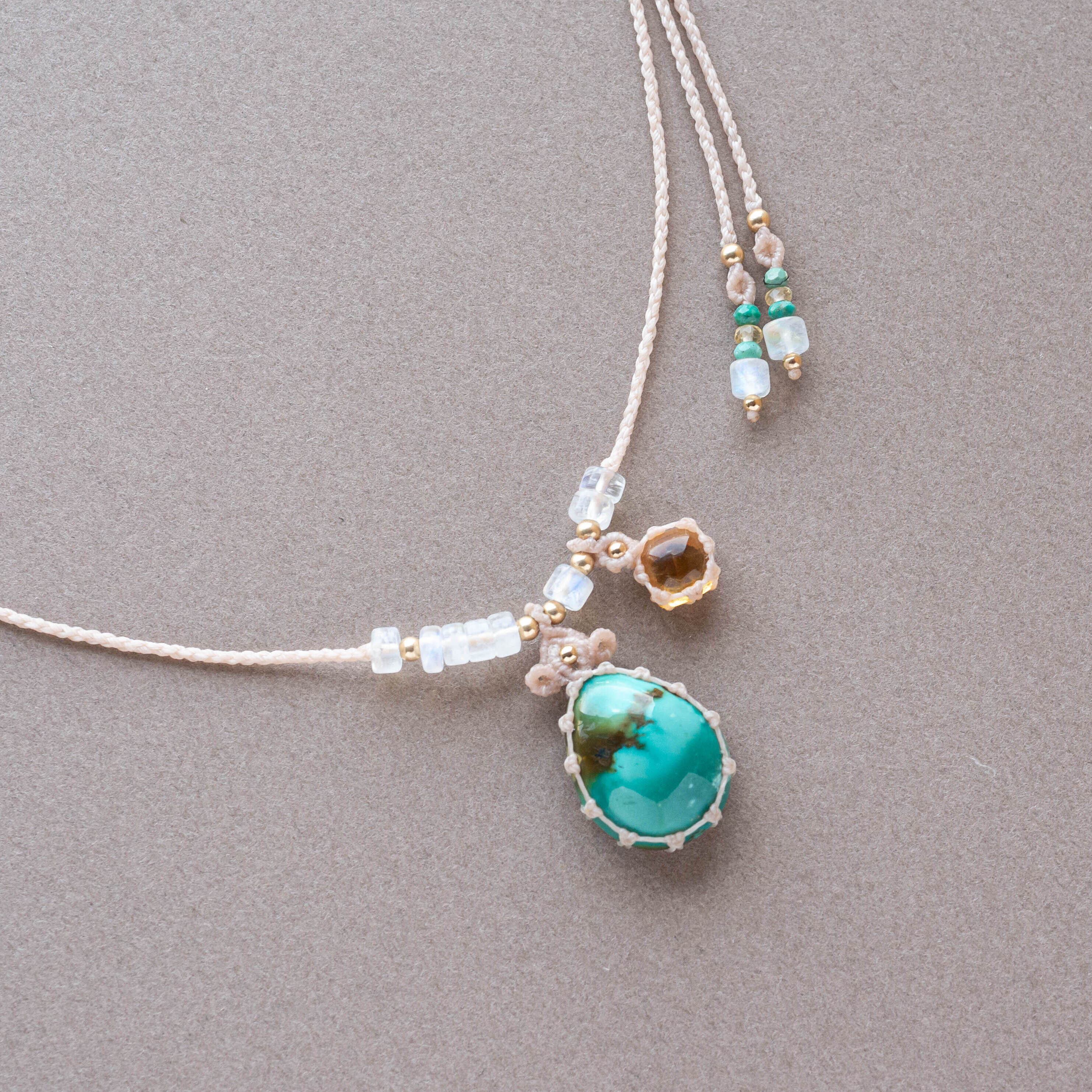 特別価格】ストロベリークォーツ＆クンツァイトのマクラメ編み