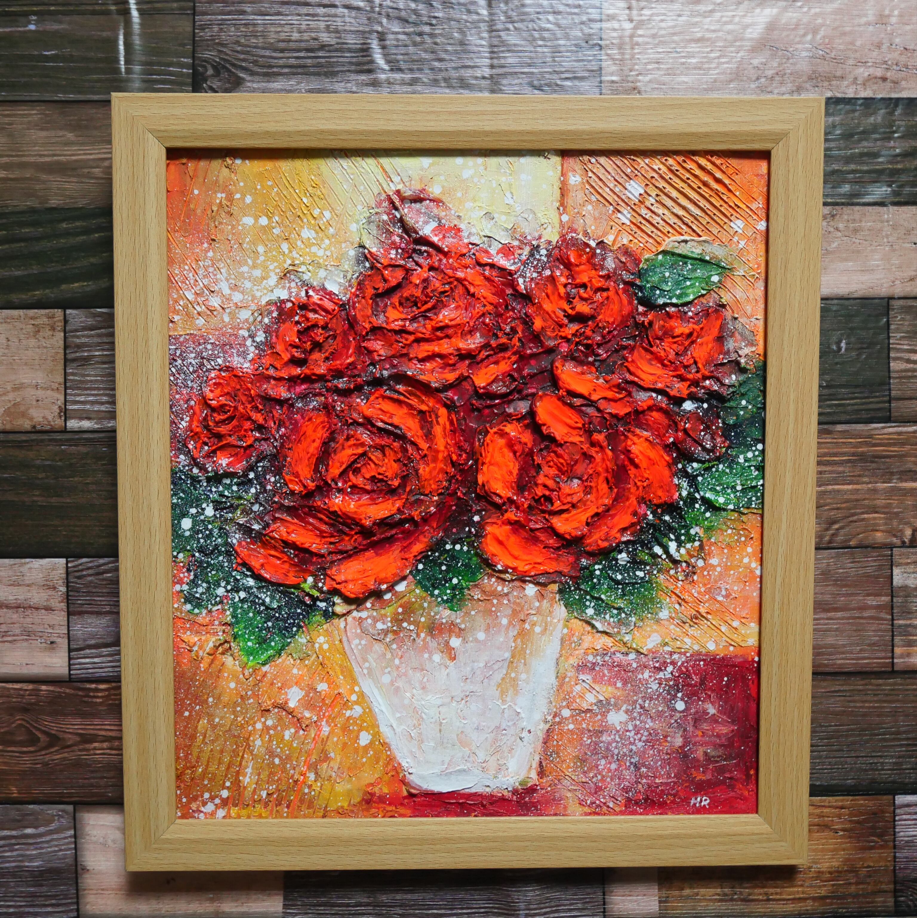 油絵 絵画 【赤い薔薇 】 | HIROSHI1990