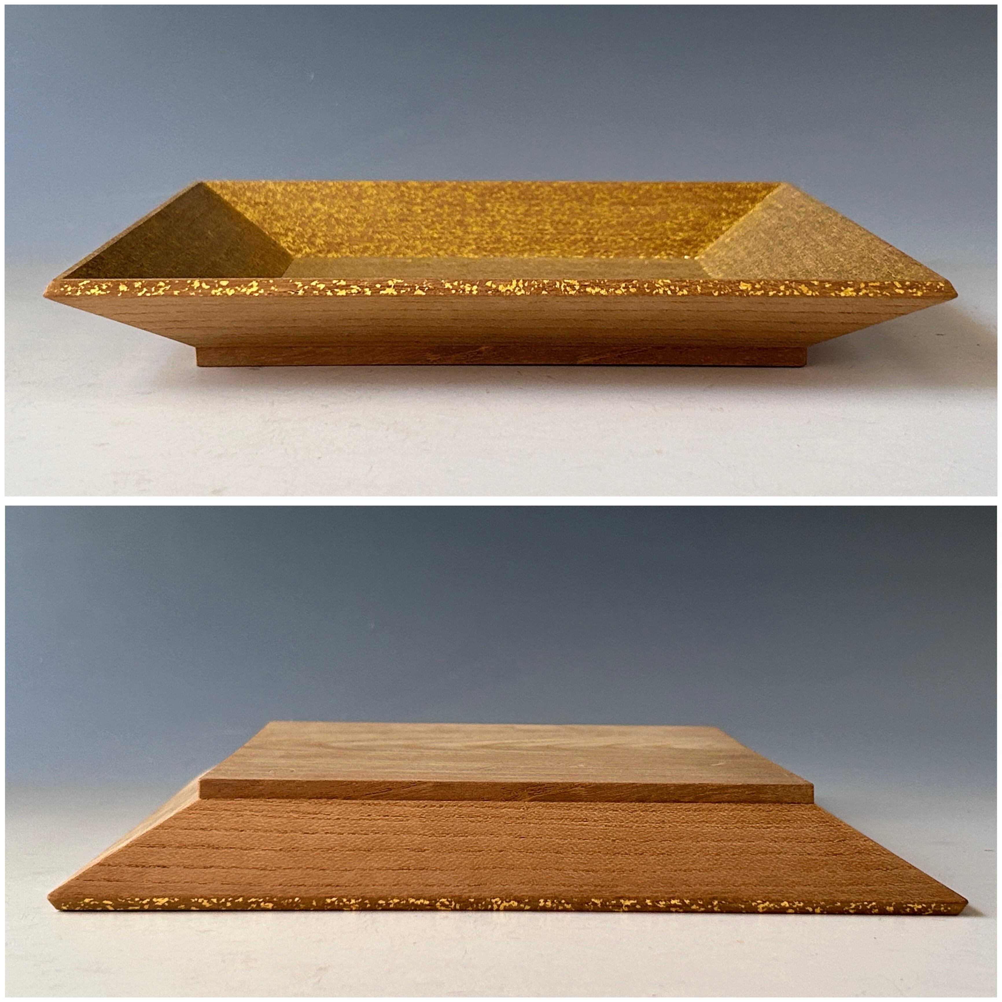 茶道具 玉椿 四方盆 金砂子 菓子器 萩井好斎 共箱 指物師 干菓子 茶会