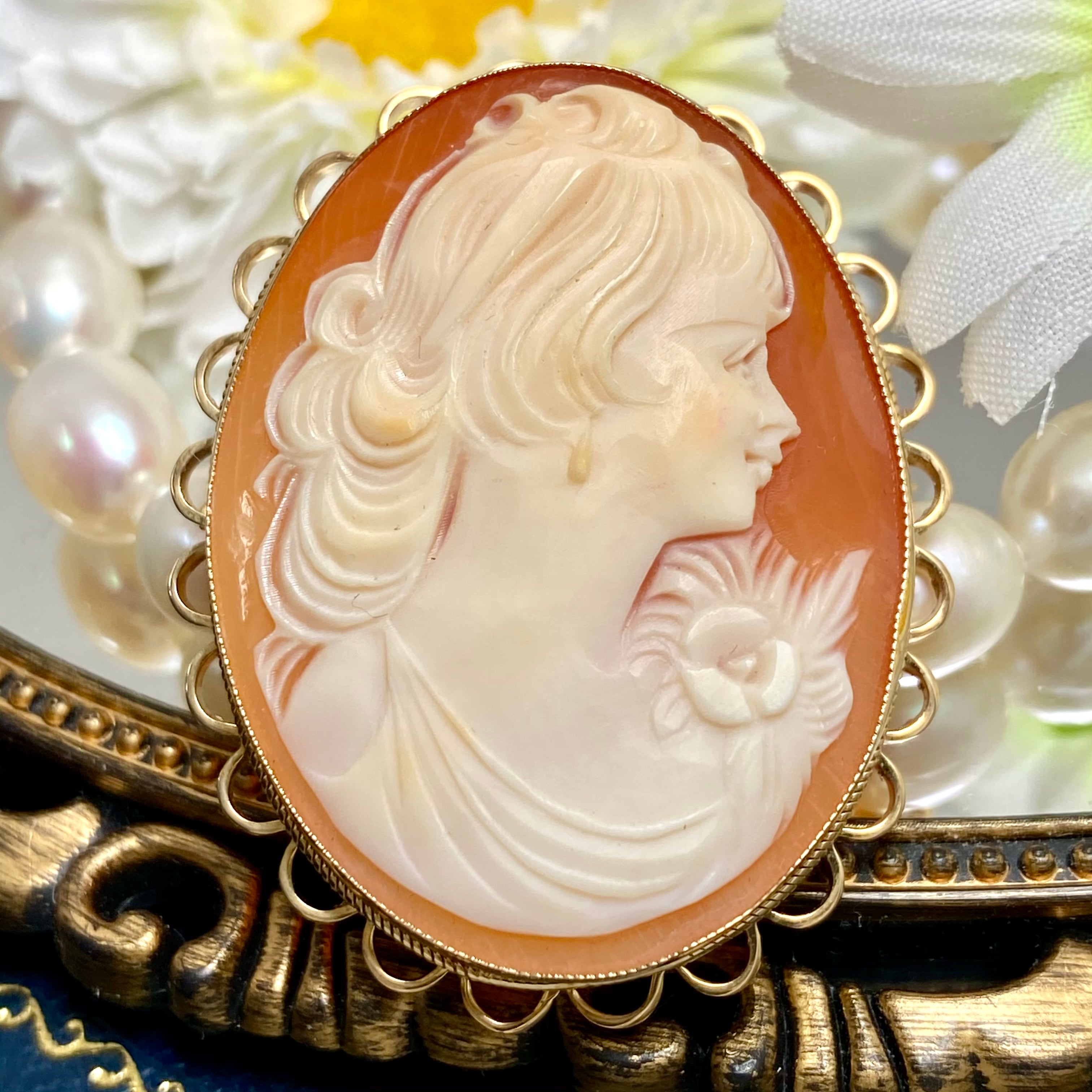 イギリス英国ヴィンテージ カメオk9ブローチ | アンティークジュエリー