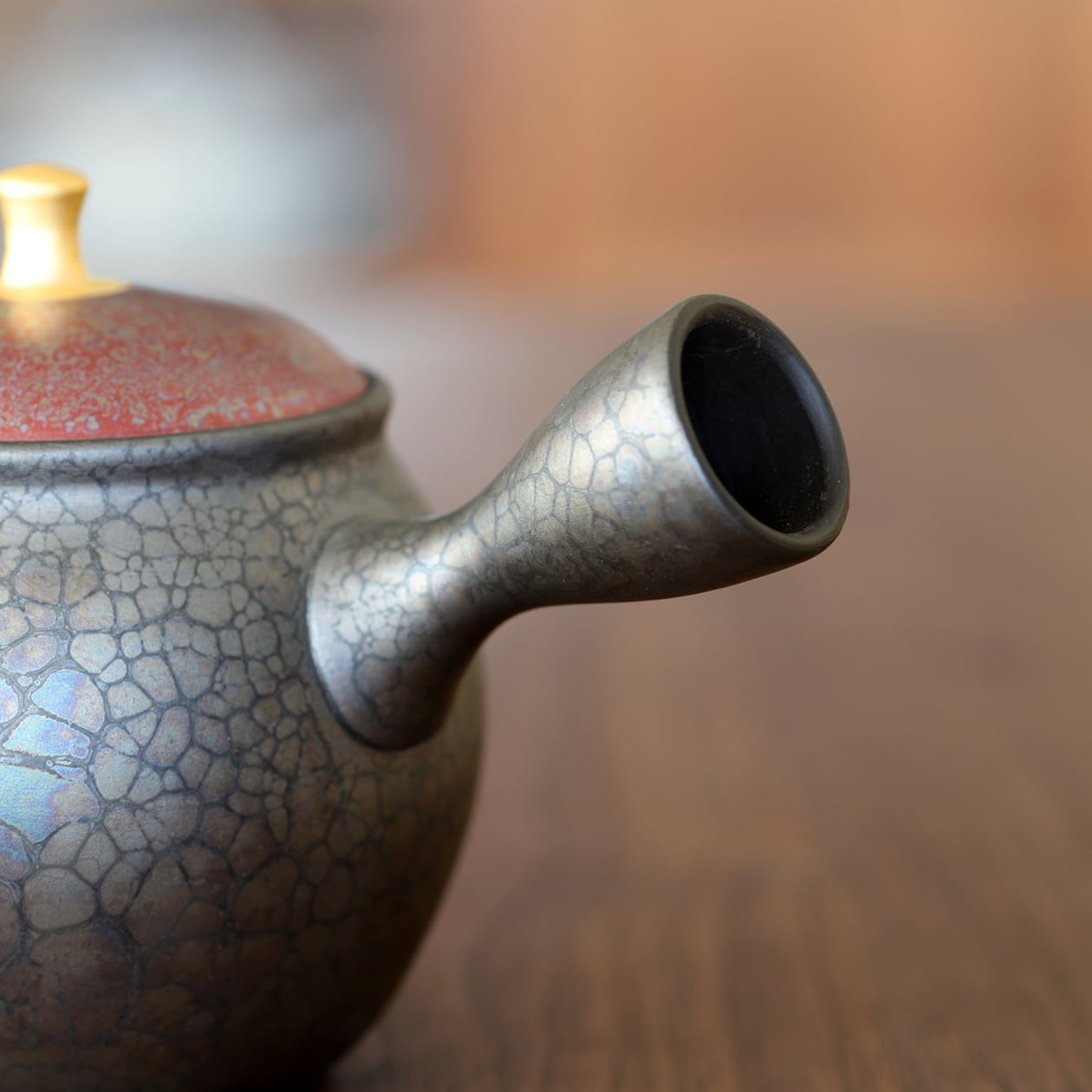 昭龍天目（紅金） 急須 常滑焼の名工・梅原昭二（常滑焼）極上急須