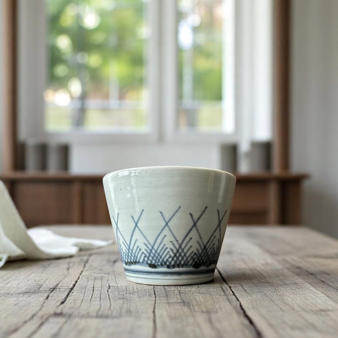 古伊万里矢羽根文そば猪口5客 【夢工房】古伊万里 染付 矢