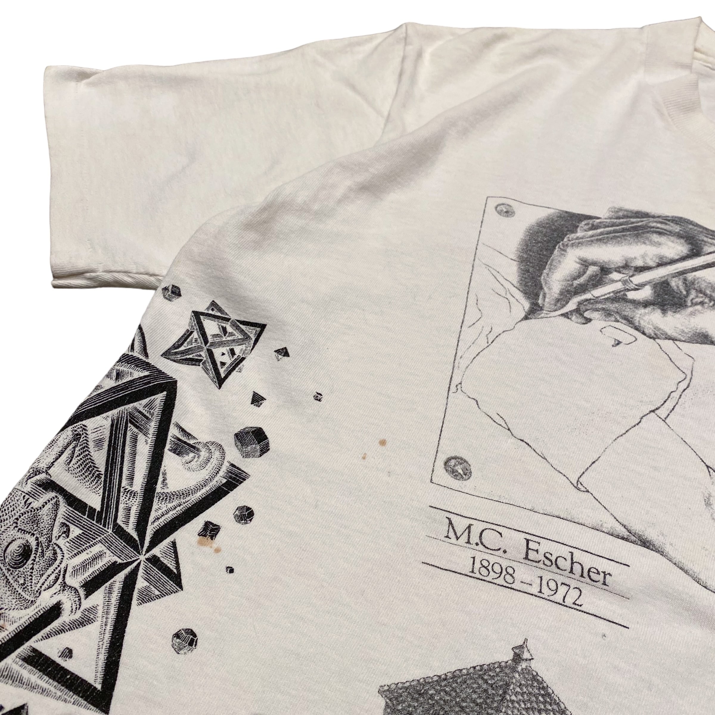 90's M.C. Escher Multi Print T-Shirt / エッシャー アート マルチ