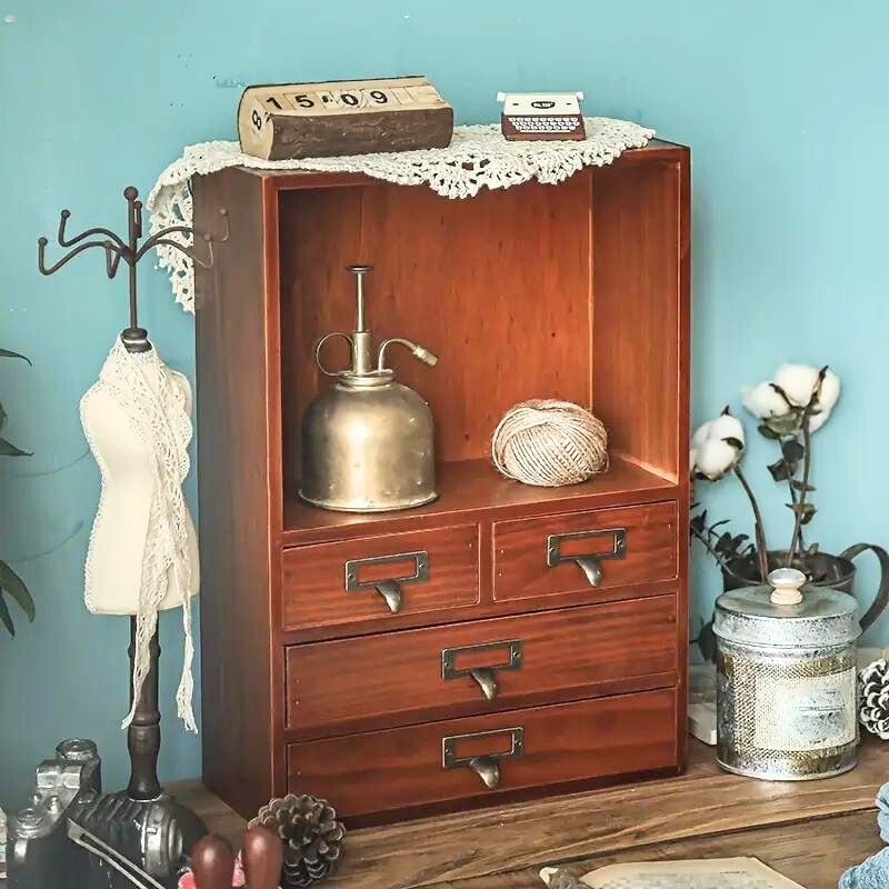収納キャビネット ヴィンテージ レトロ調 アンティーク 卓上 収納