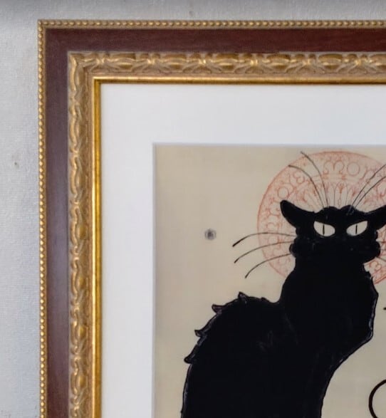 スタンラン「黒猫」ジクレー、版画用紙 額装品 額縁外寸48.0x59.5x2.5