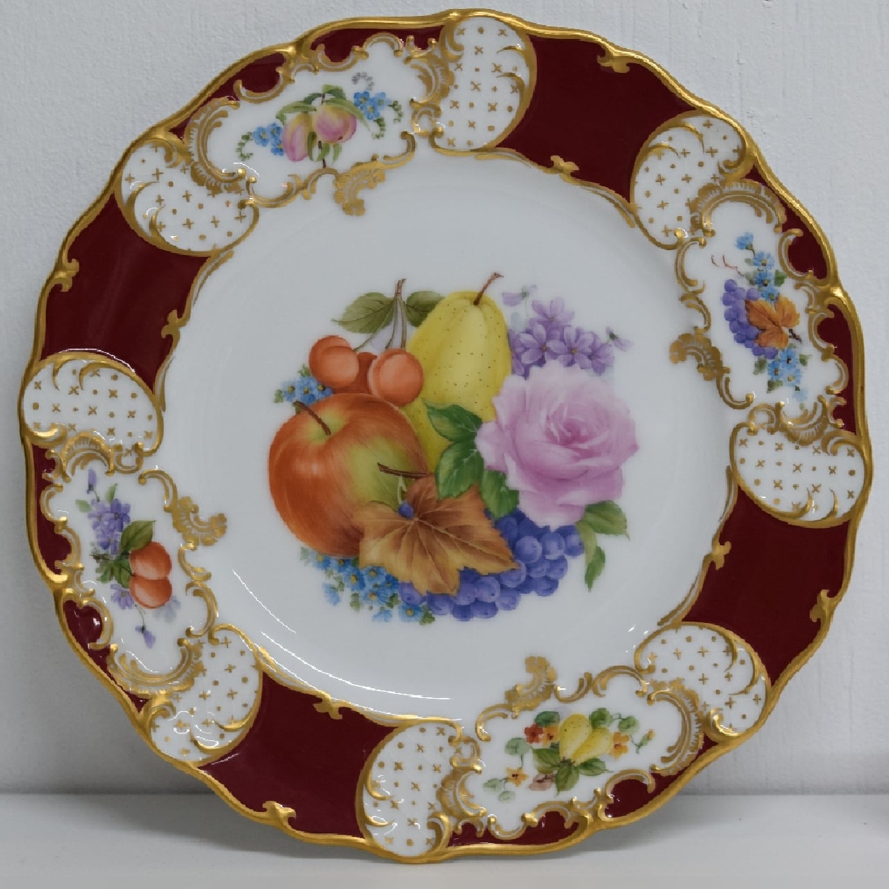 ヴィンテージ 大倉陶園 ハンドペイント 金彩花と果物 飾り皿 | 一丁目