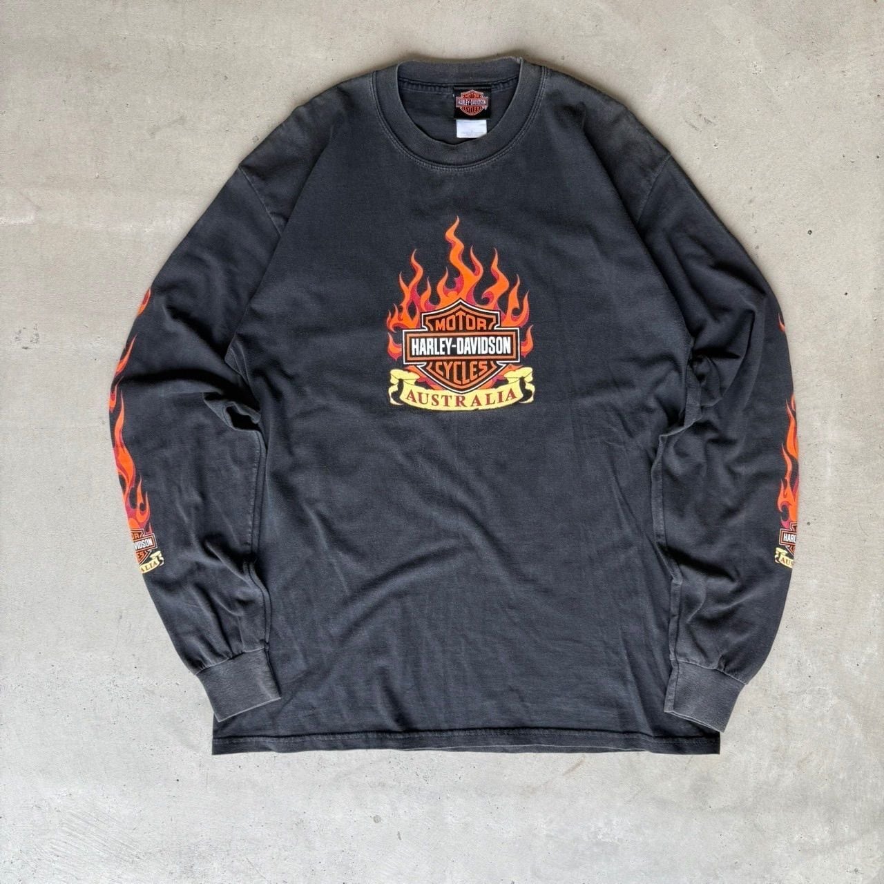 90s Harley-Davidson Blue flame Fire pattern ハーレーダビッドソン L