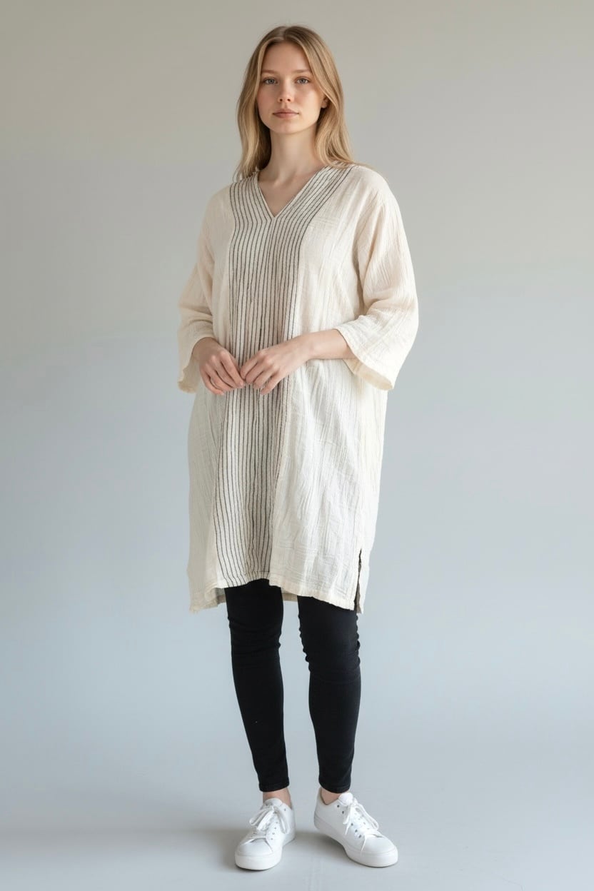 ダブルガーゼ チュニックドレス ナチュラル | Purushana