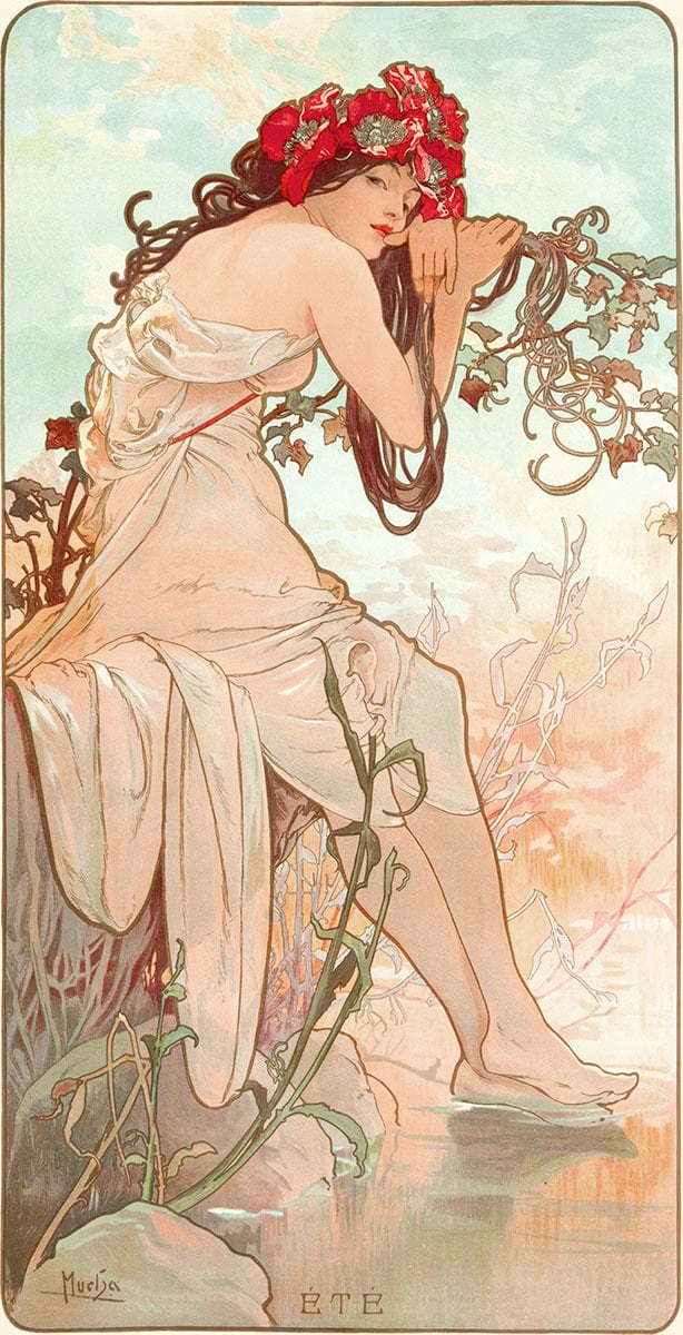 ミュシャ『四季：夏』 リトグラフ・送料無料・新品額装・UVカット