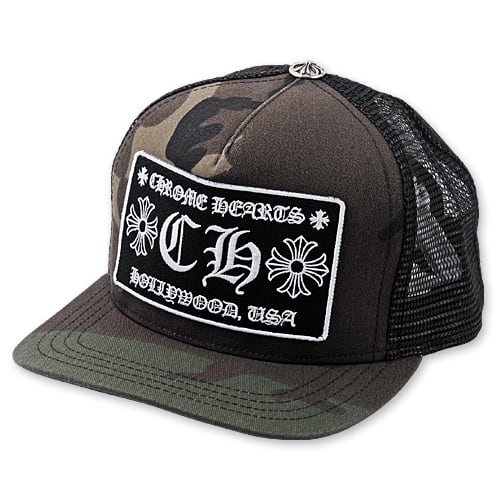 激レア反転ロゴCHROME HEARTSブラックトラッカーキャップ キッズサイズ