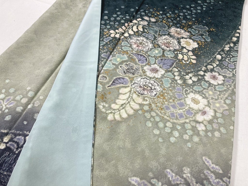 吉乃一廉 辻が花 絞り 銀通し 未使用 訪問着 正絹 緑 黄緑 紺 1151