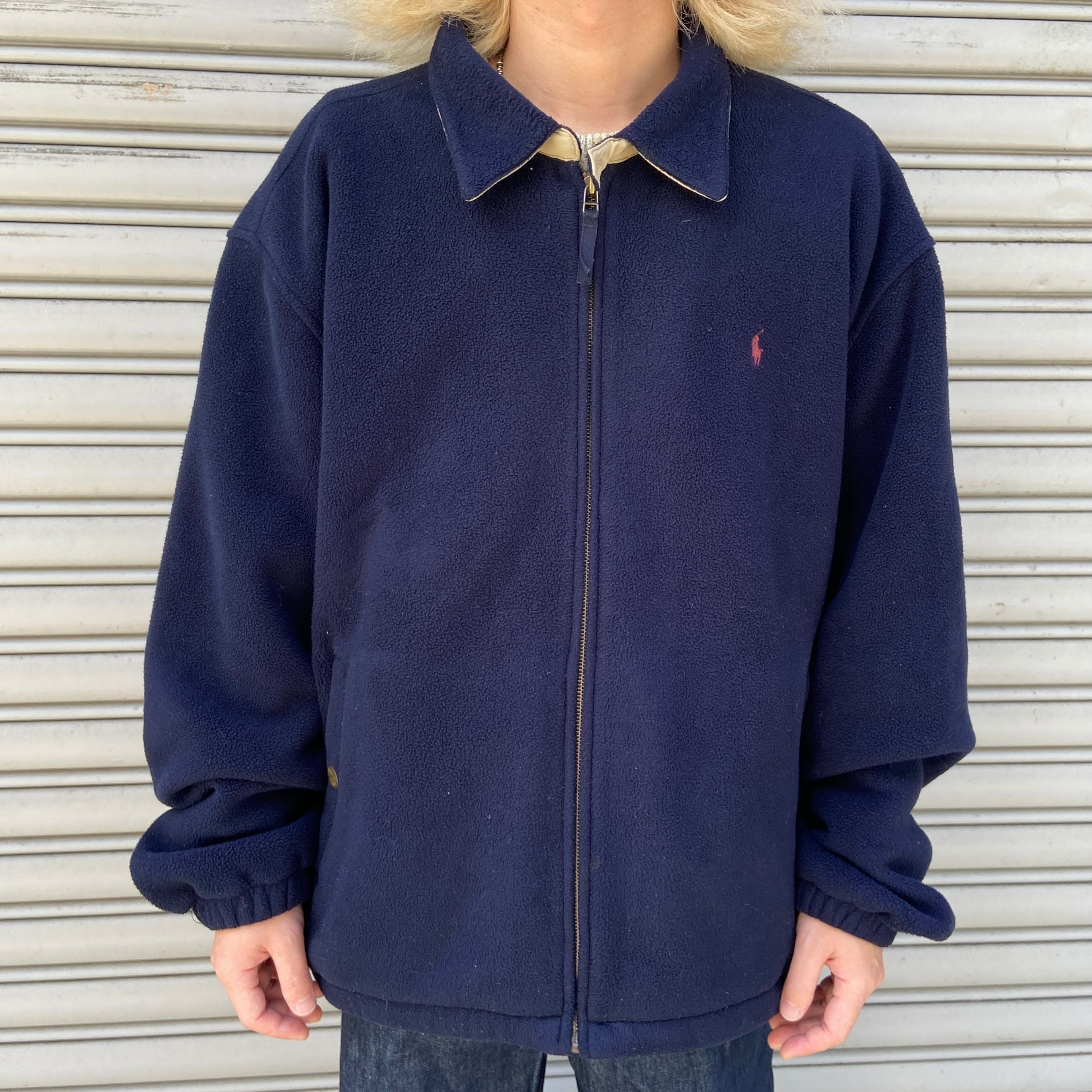 90s ラルフローレン ポーラテックフリーススウィングトップ ネイビー