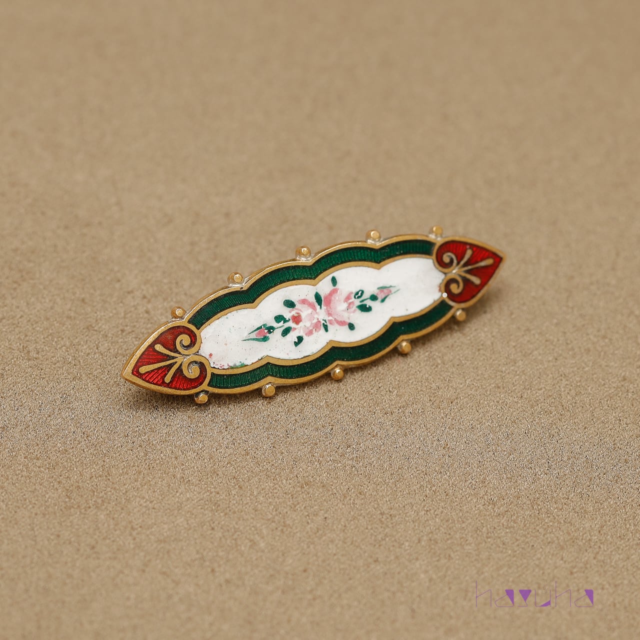 花柄 ギロッシュエナメル アンティークブローチ | ハスハ オールド