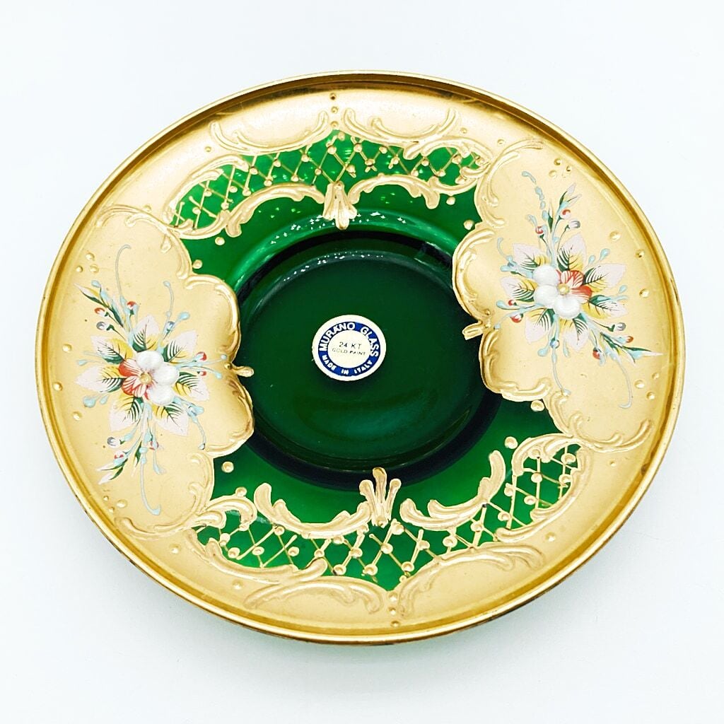 イタリア ベネチアングラス ヴェネツィア ムラノ エナメル彩 金彩 皿