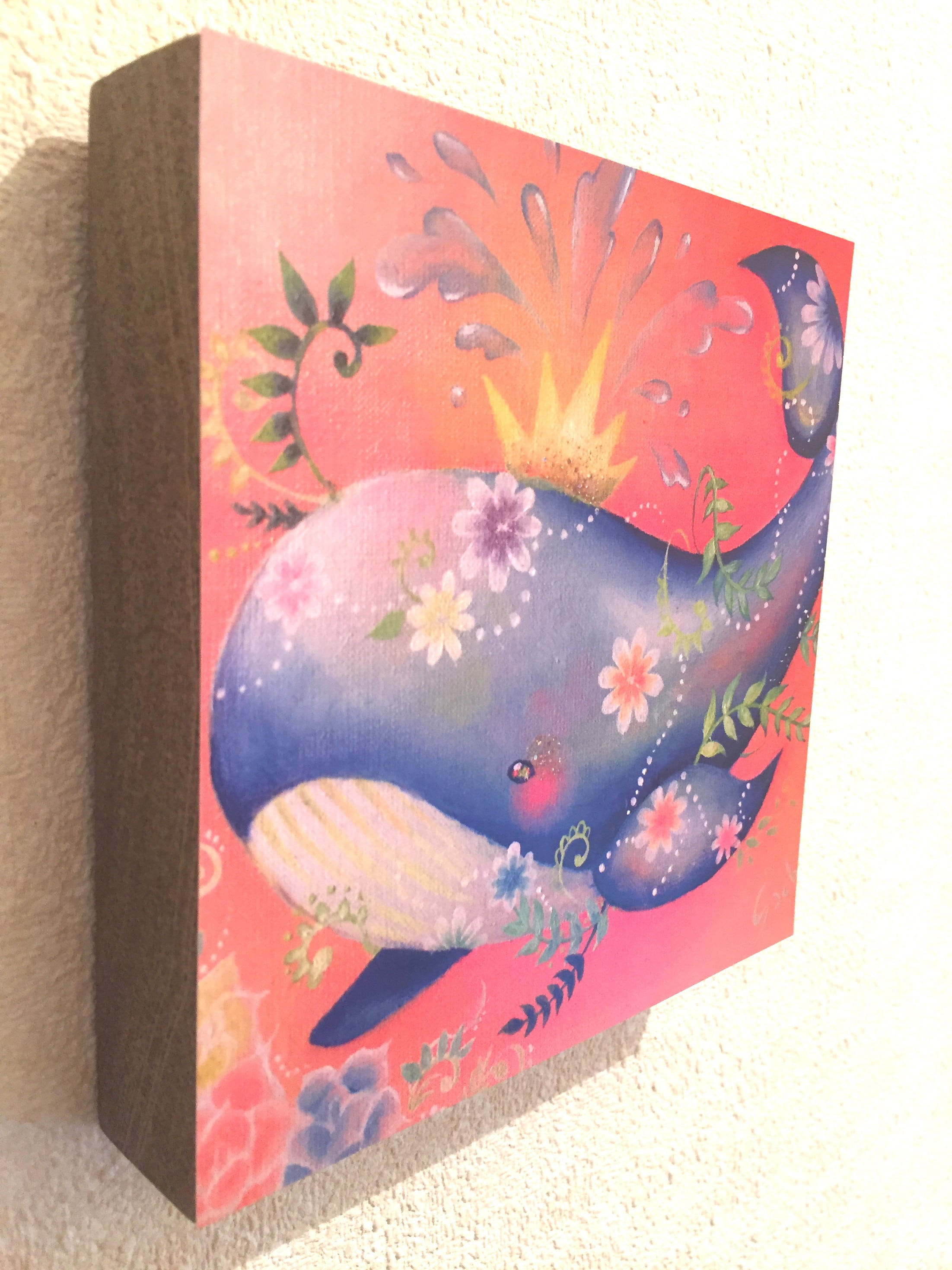 水晶絵 アートパネル クジラ くじら 鯨 クリスタル 絵画 アート 海