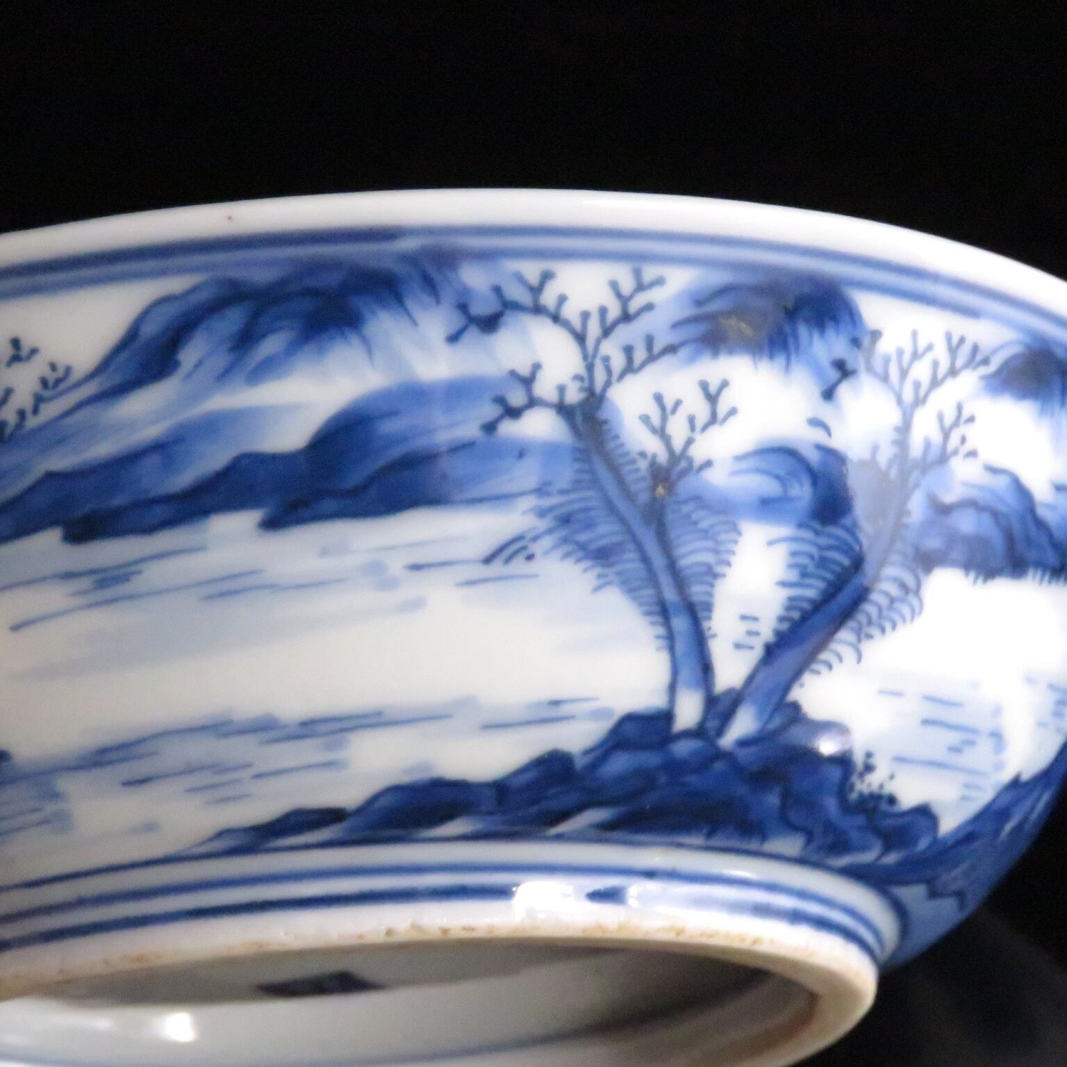 726 骨董 アンティーク 川本半助 真陶園半介 瀬戸染付輪花杯 2点組 金