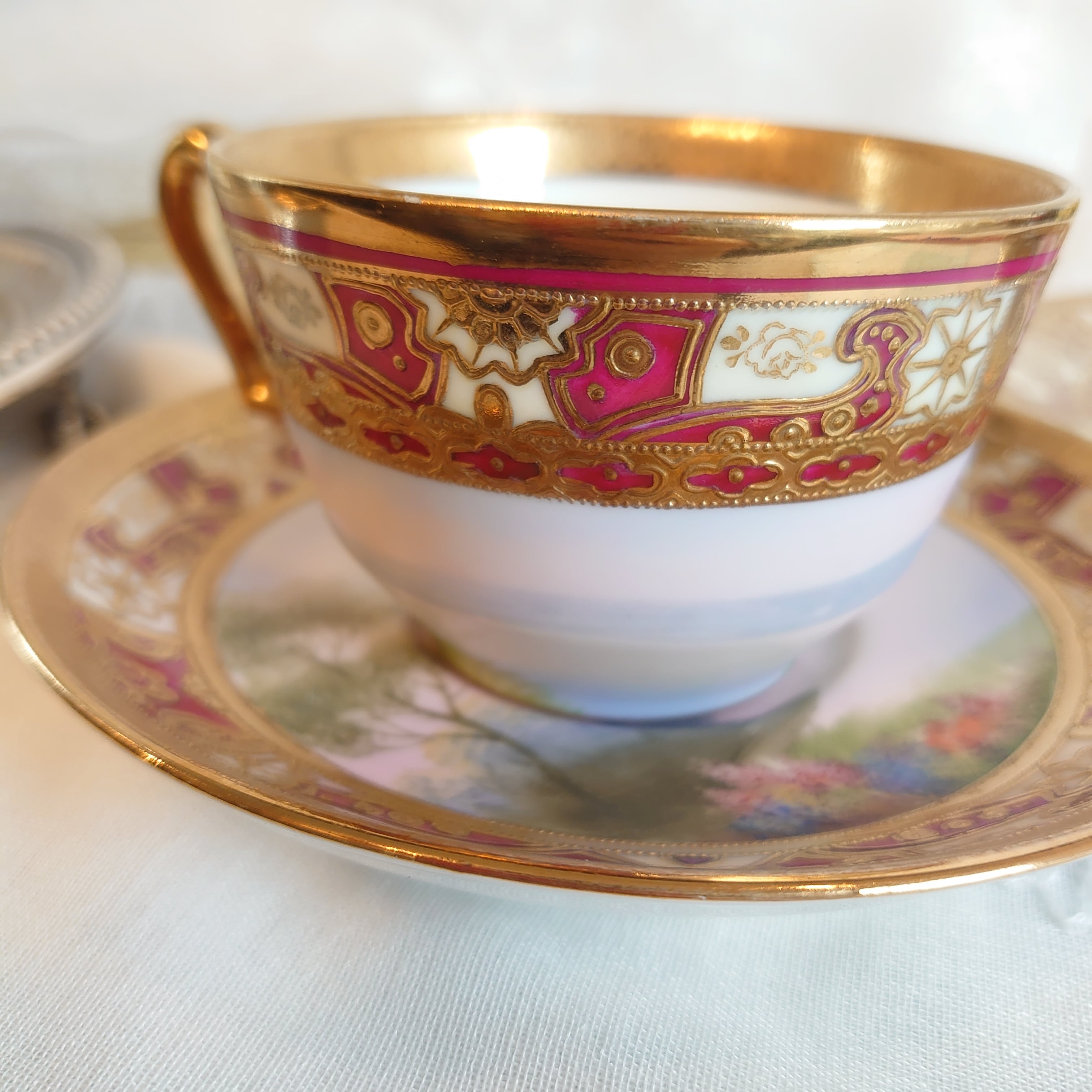 最終価格、オ−ルドリモージュカップアンドソーサ−ケーキ皿、、トリオ