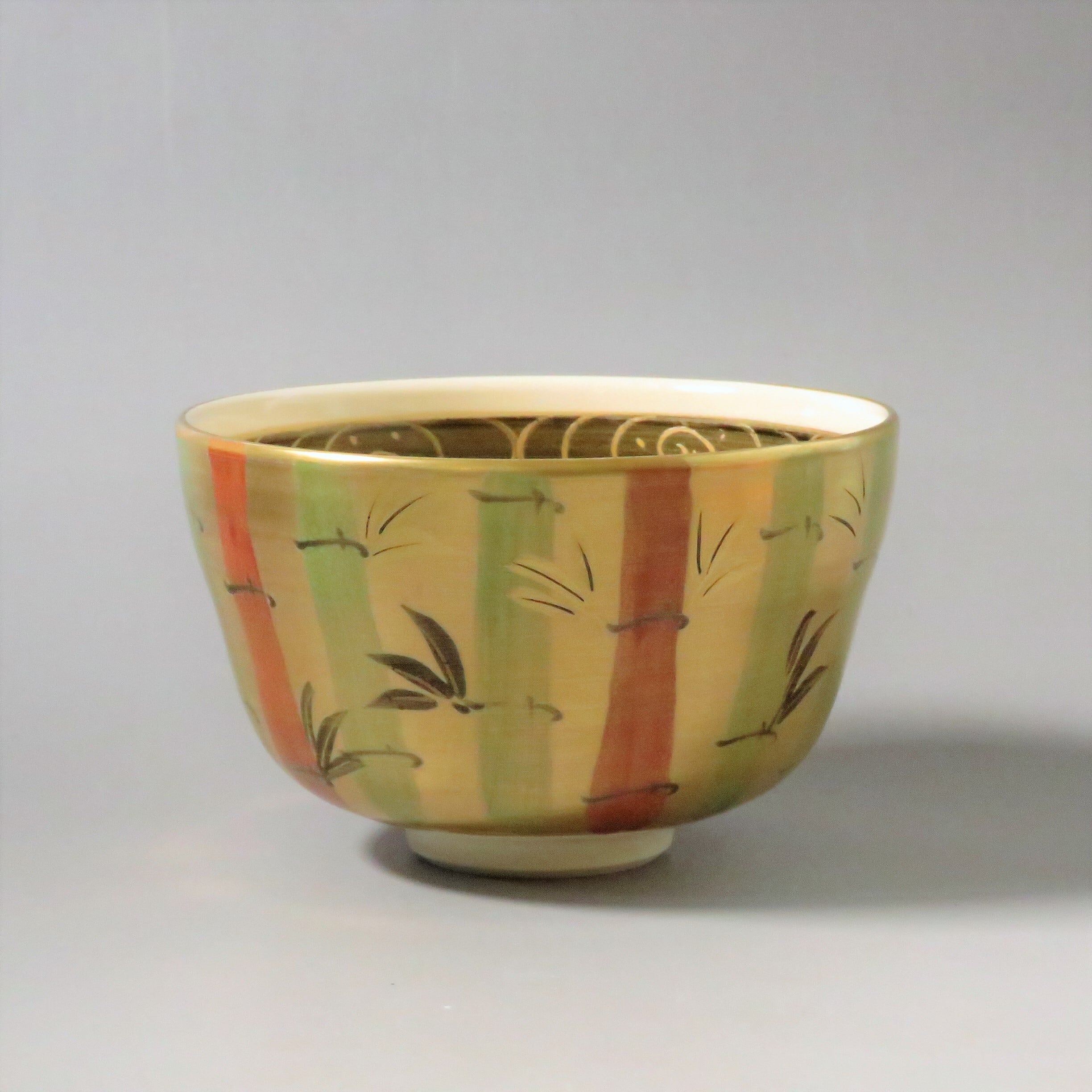 粟田庄左衛門 粟田焼押小路窯 色絵金彩 竹の絵 茶碗 dbsy10442 | こが