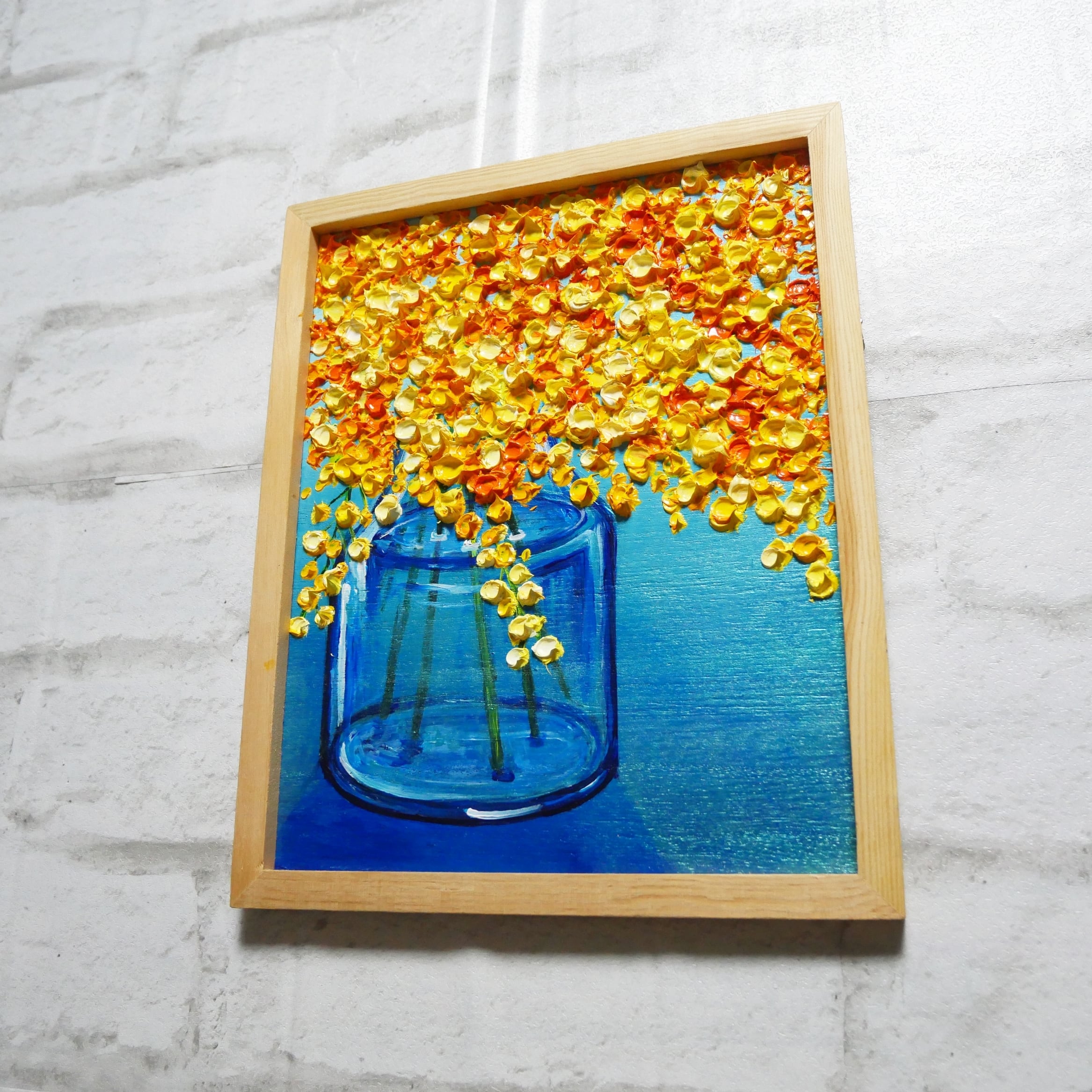 油絵 絵画 ミモザ【色紙】 油絵 油彩 油彩画 絵画 絵【ミモザ】6切り