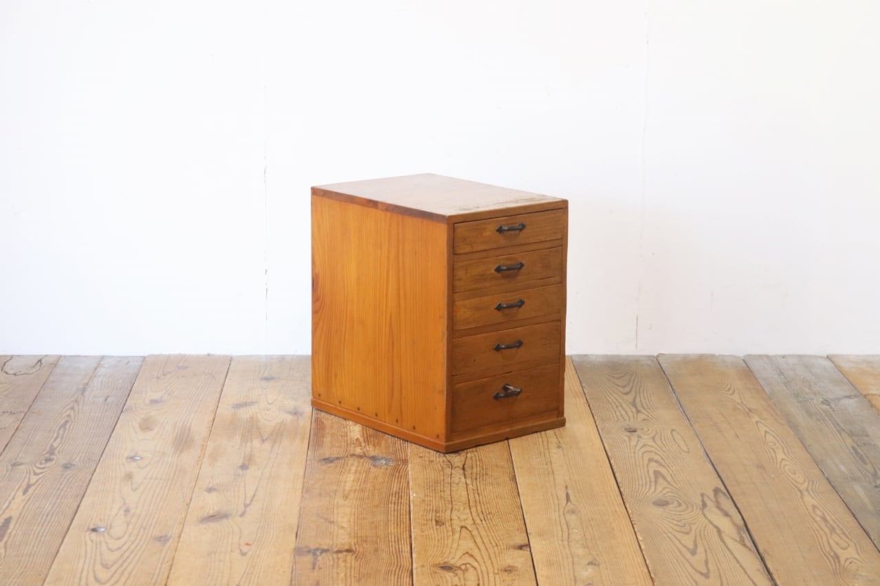 レトロ 卓上 大きめ 小引き出し 抽斗 5杯 収納 小物入れ レターケース