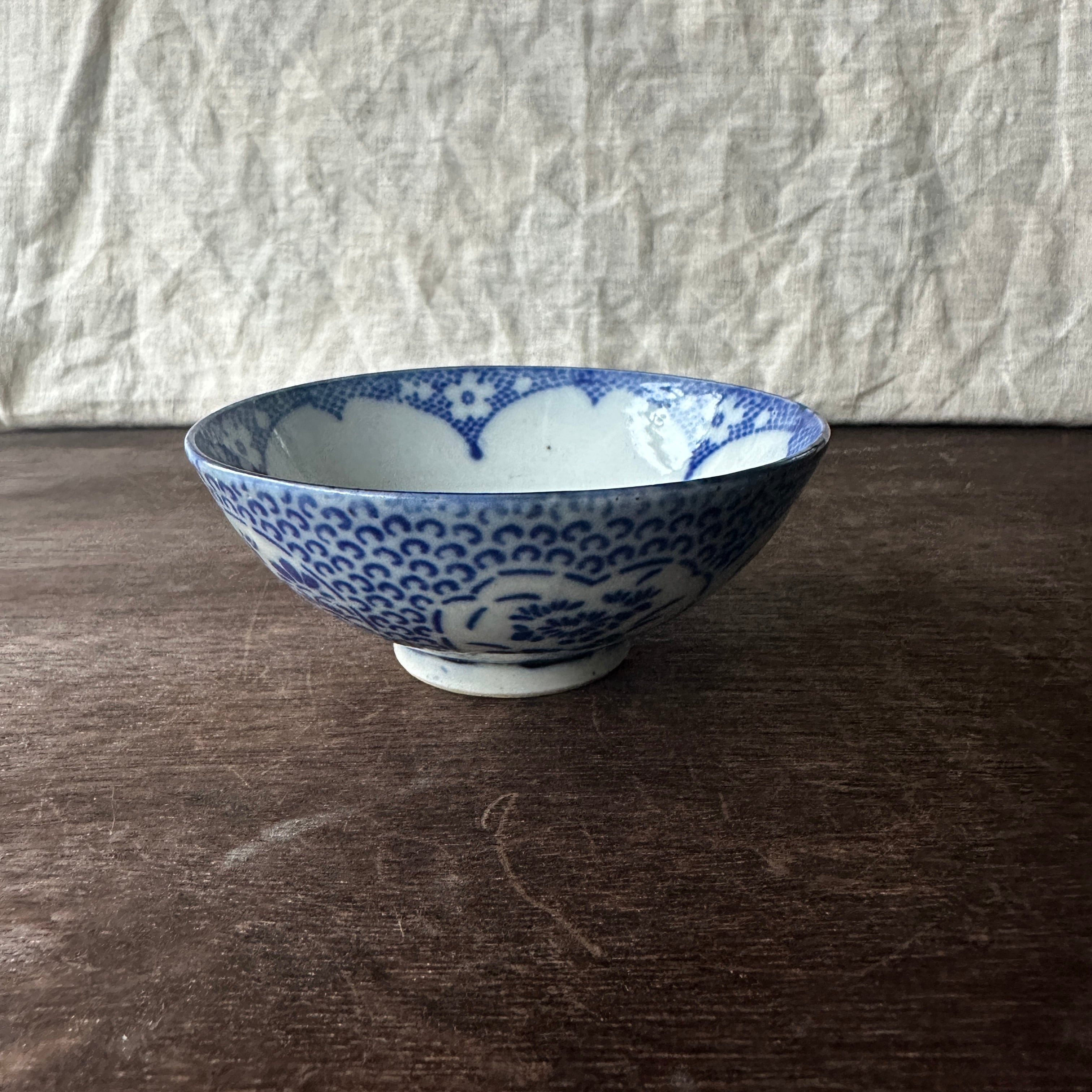 レトロな桜の印判茶碗 (A) | むかしのうつわ 迦史庵