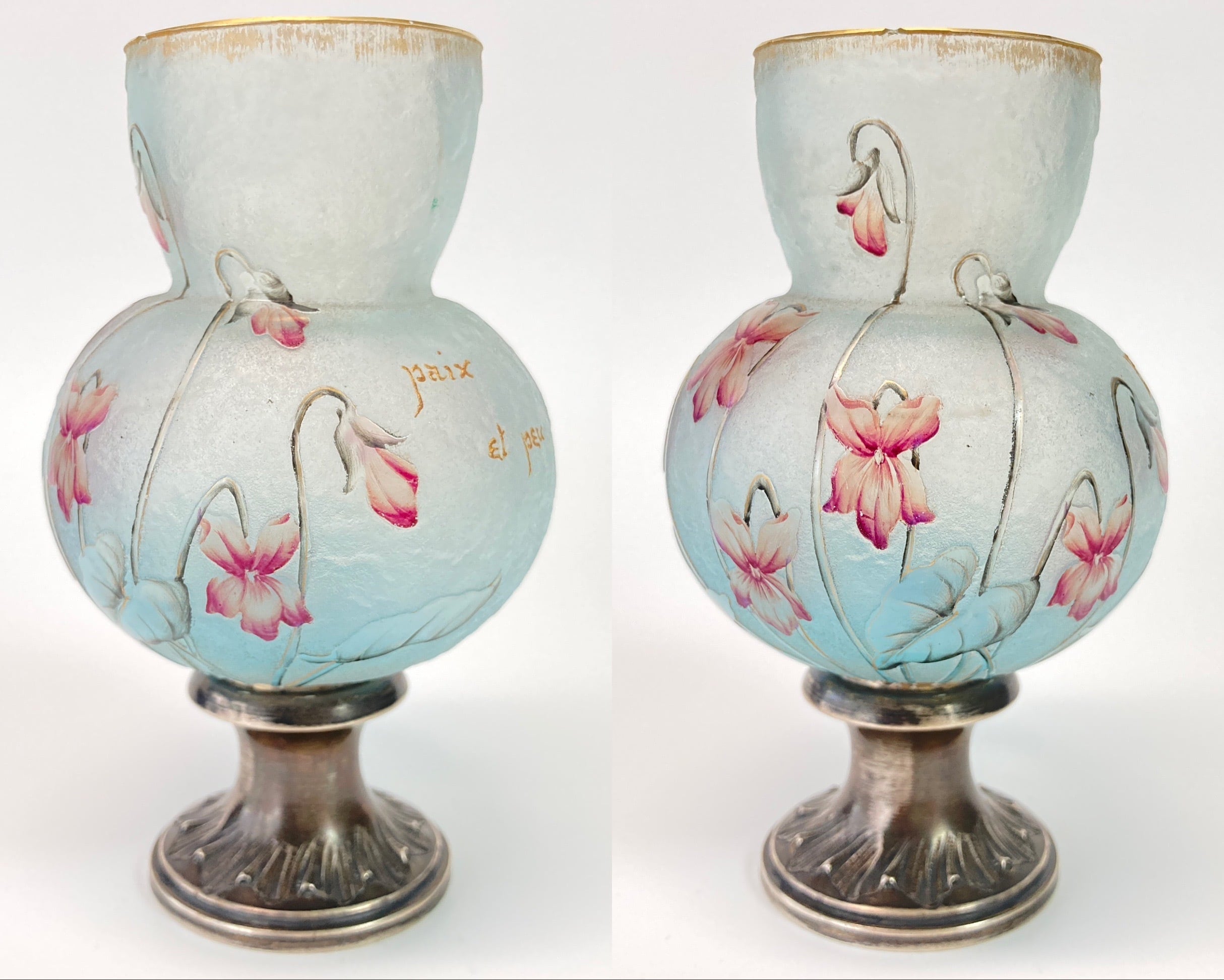 証明書付ドームナンシー 花瓶 エナメル彩 アンティーク 証明書付