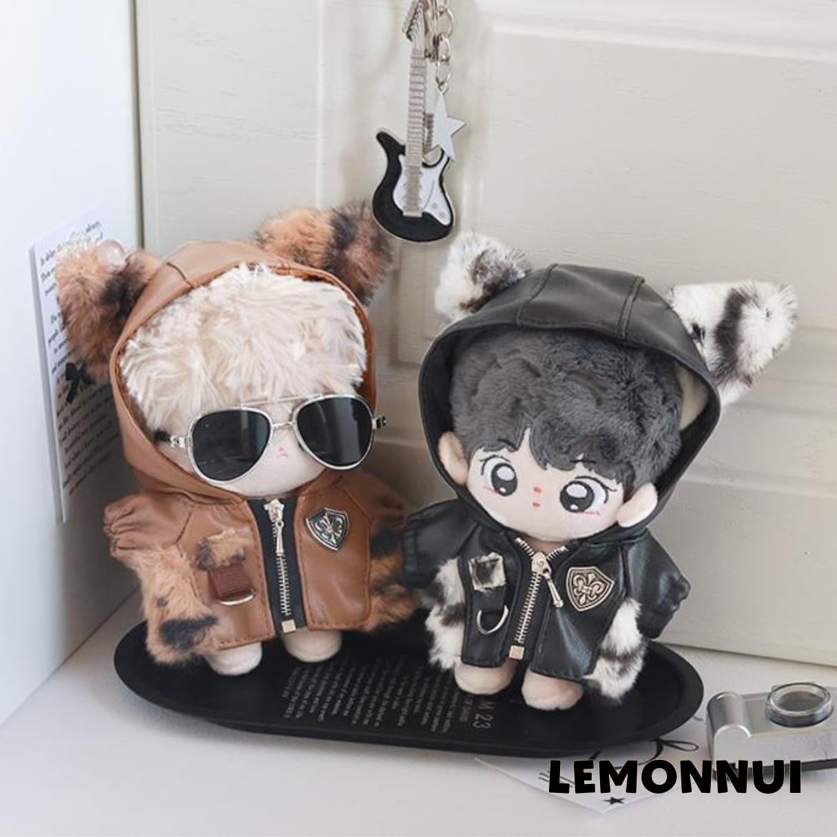 10cm ぬいぐるみ服 着せ替え ちびぬい ジャケット ブラウン かっこいい