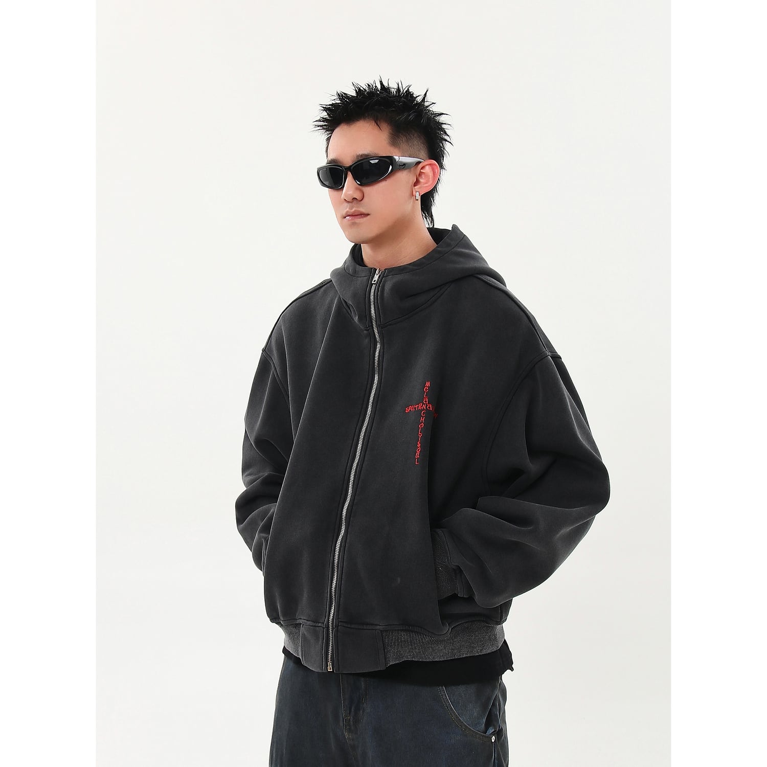 VINTAGE クロス刺繍 ジップパーカー T1390 | wshot