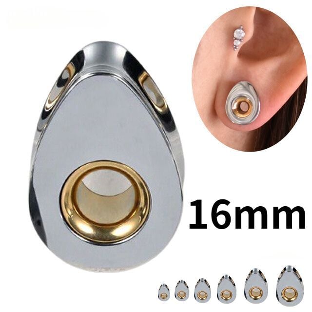 ボディピアス 16mm ティアドロップ INゴールド ダブルフレア ラージ