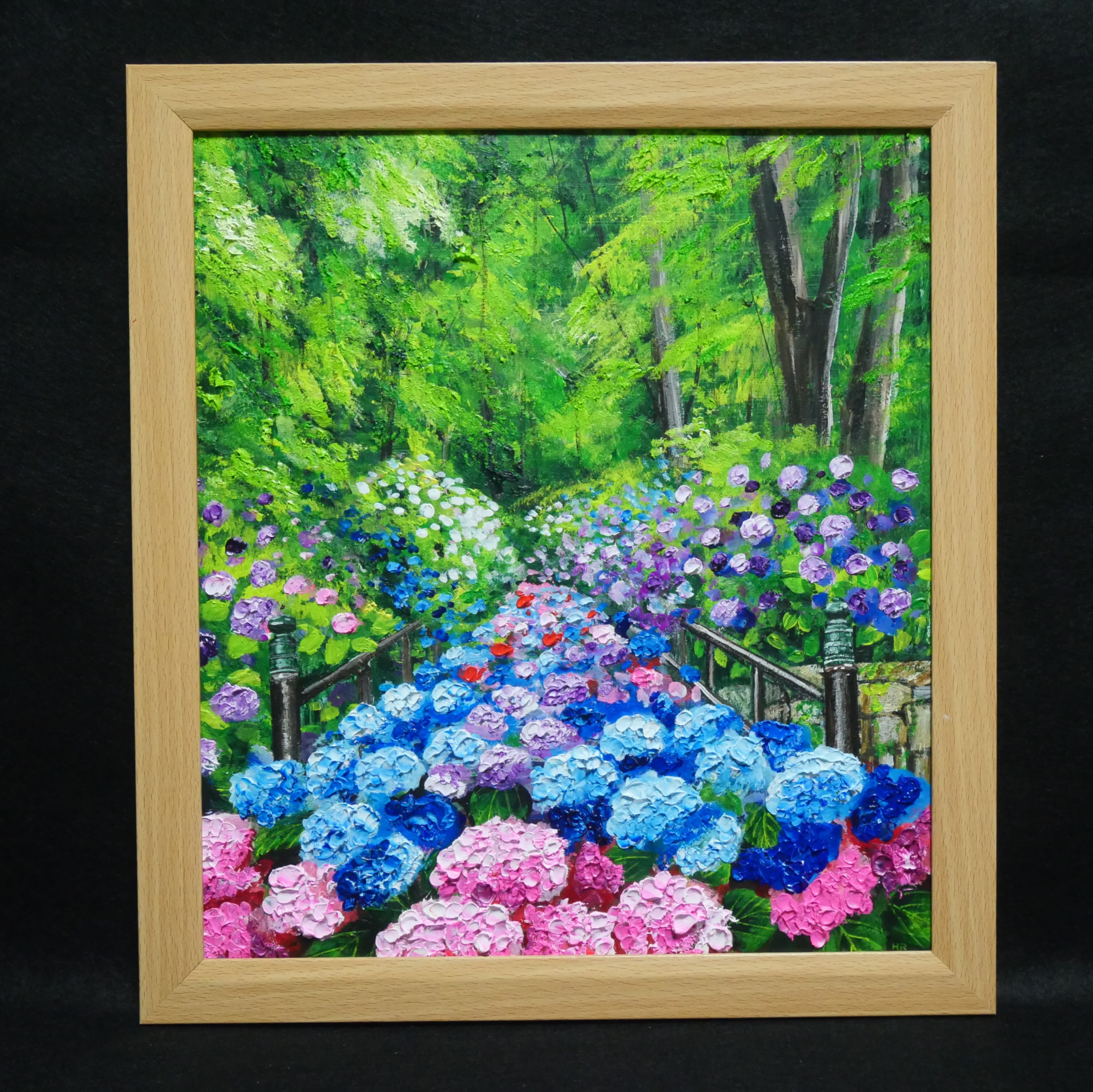 油絵 油彩 油彩画 絵画 絵【紫陽花池】 油絵 油彩 油彩画 絵 絵画