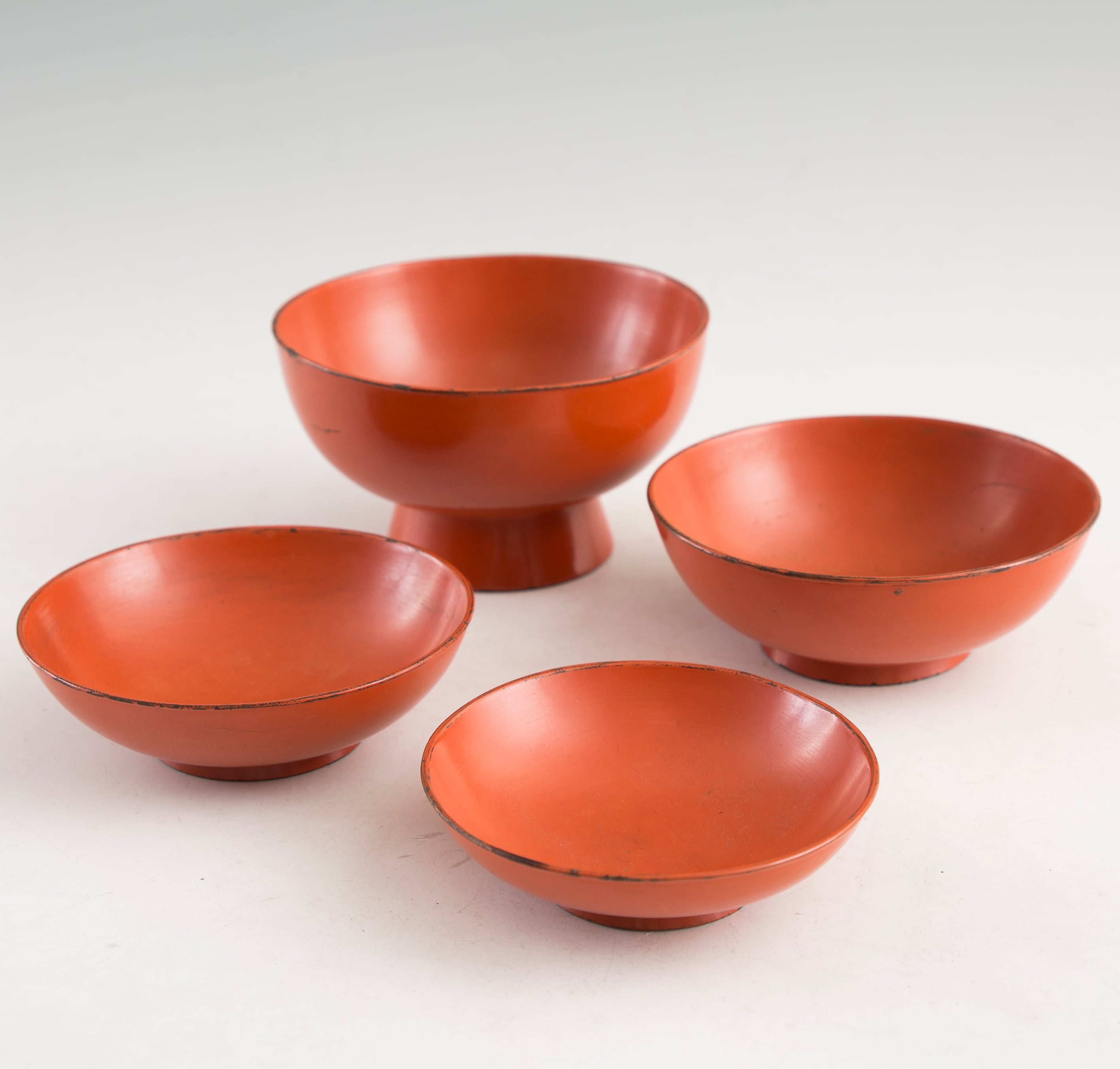 四つ組椀 漆椀4客セット 漆器 朱椀 昔椀 浄法寺塗 天然木 アンティーク