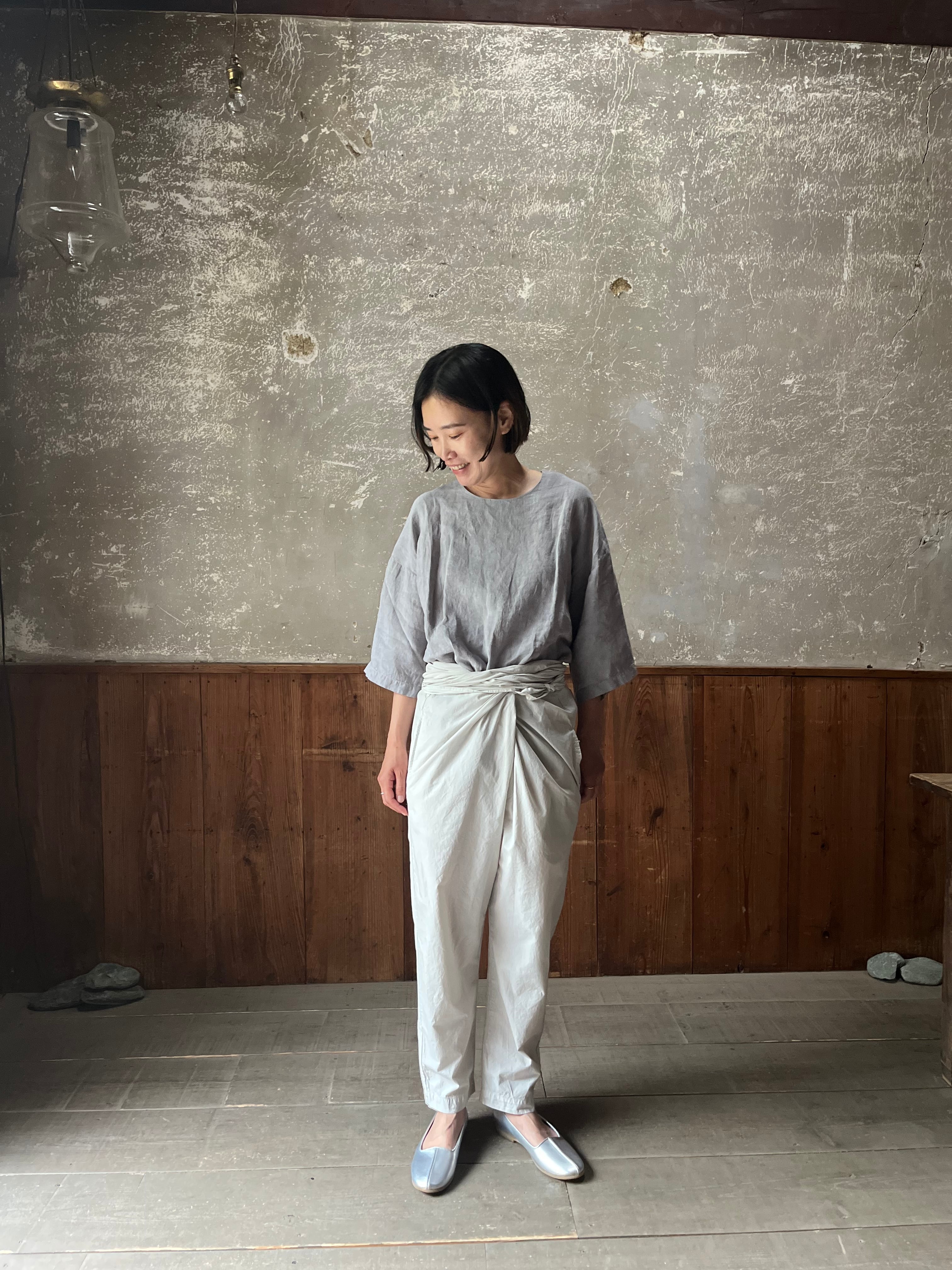 COSMIC WONDER | Cotton silk broadcloth wrapped pants (Silver