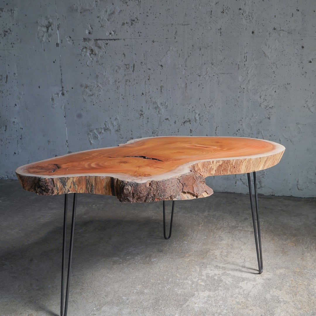 欅？ 輪切 テーブル 一枚板 丸太 コーヒーテーブル isan