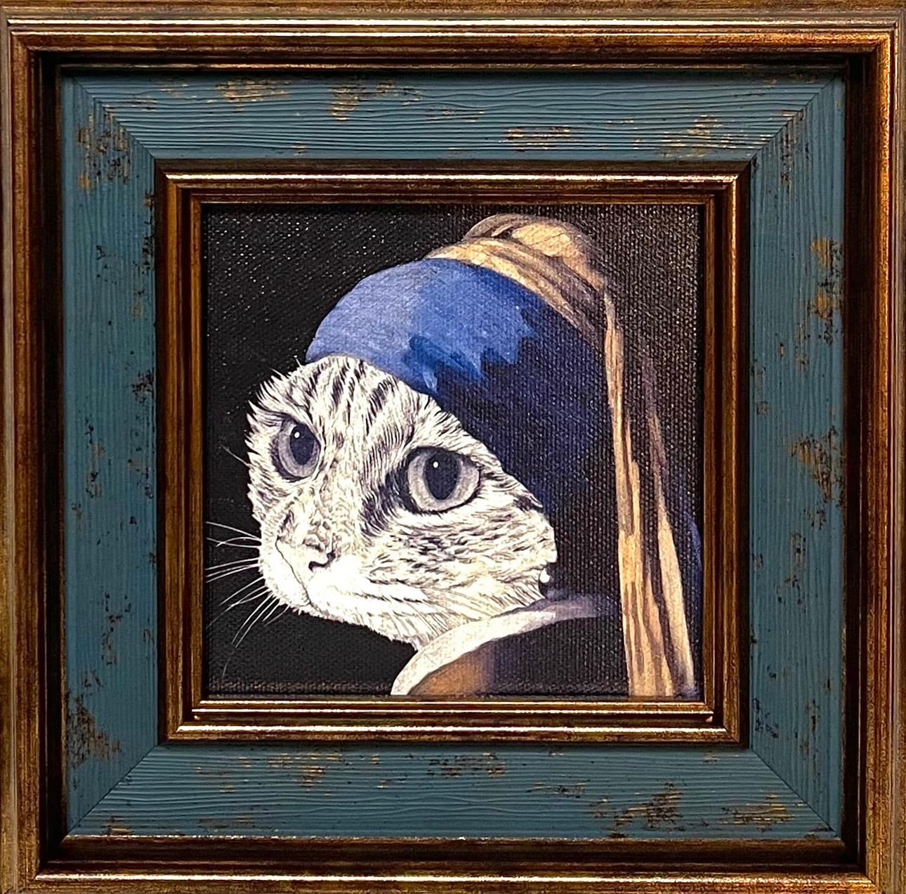 絵画 猫 猫の絵 アクリル画 フェルメール オマージュ パロディ