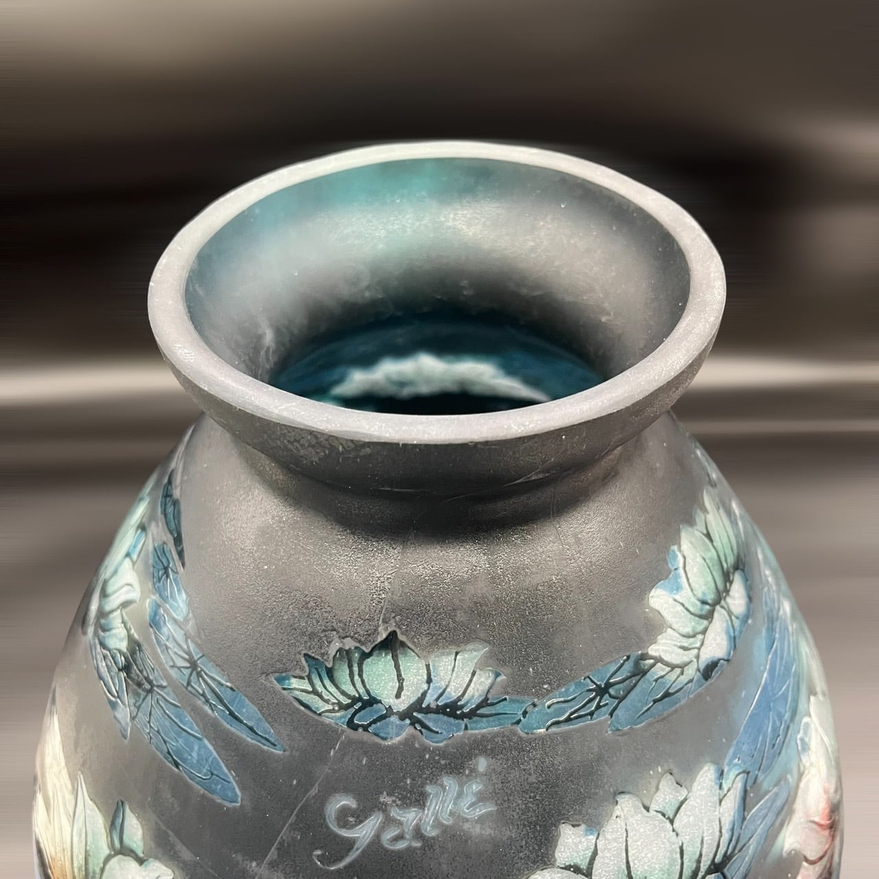 証明書付】希少エミールガレ 鉢 高さ13cm 幅17.5cm カメオ彫り 花器