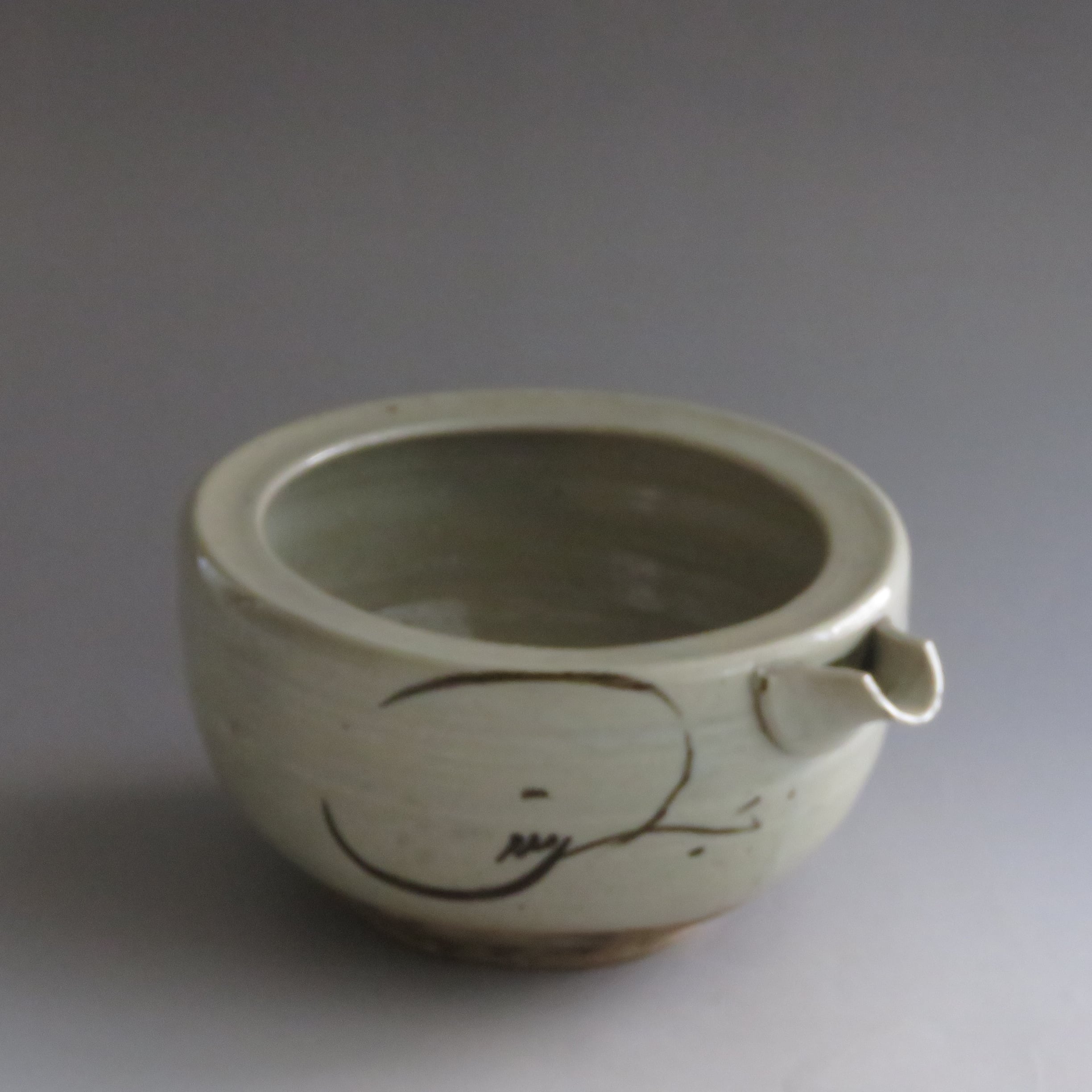 時代 絵瀬戸 片口 鉢 1300㏄ 明治期(1890年)頃 水切れ良 大型 抹茶注ぎ